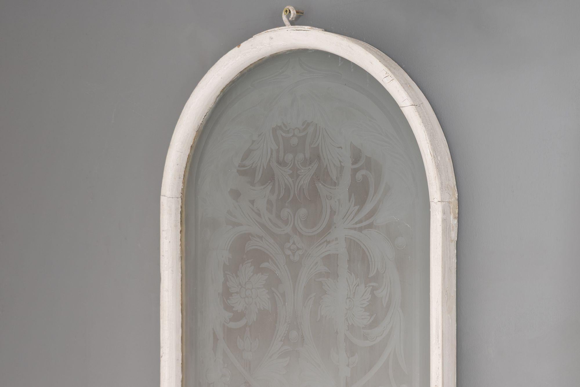 Set of Three Etched Glass Windows For Sale 1