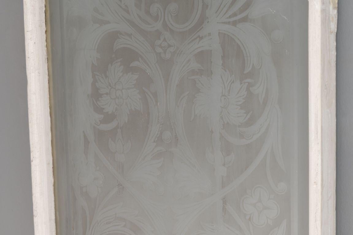 Set of Three Etched Glass Windows For Sale 2