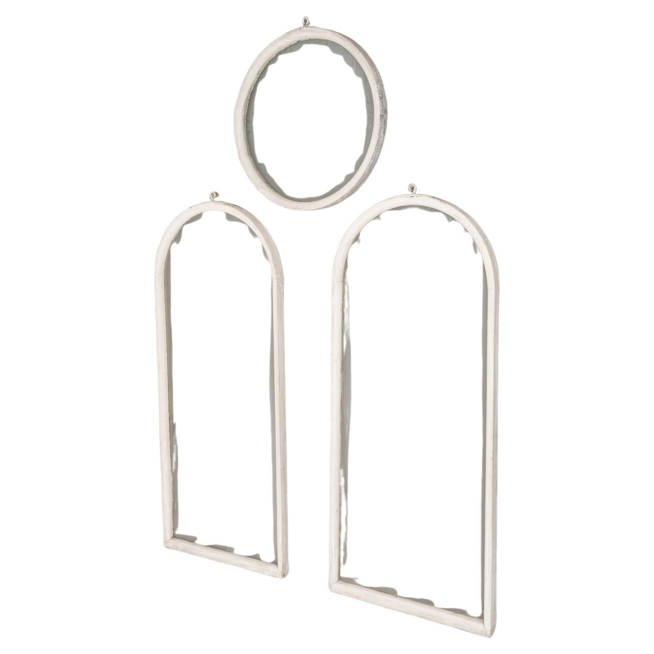 Set of Three Etched Glass Windows For Sale
