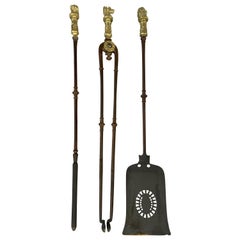 Set of Three European Bronze and Steel Fire Tools