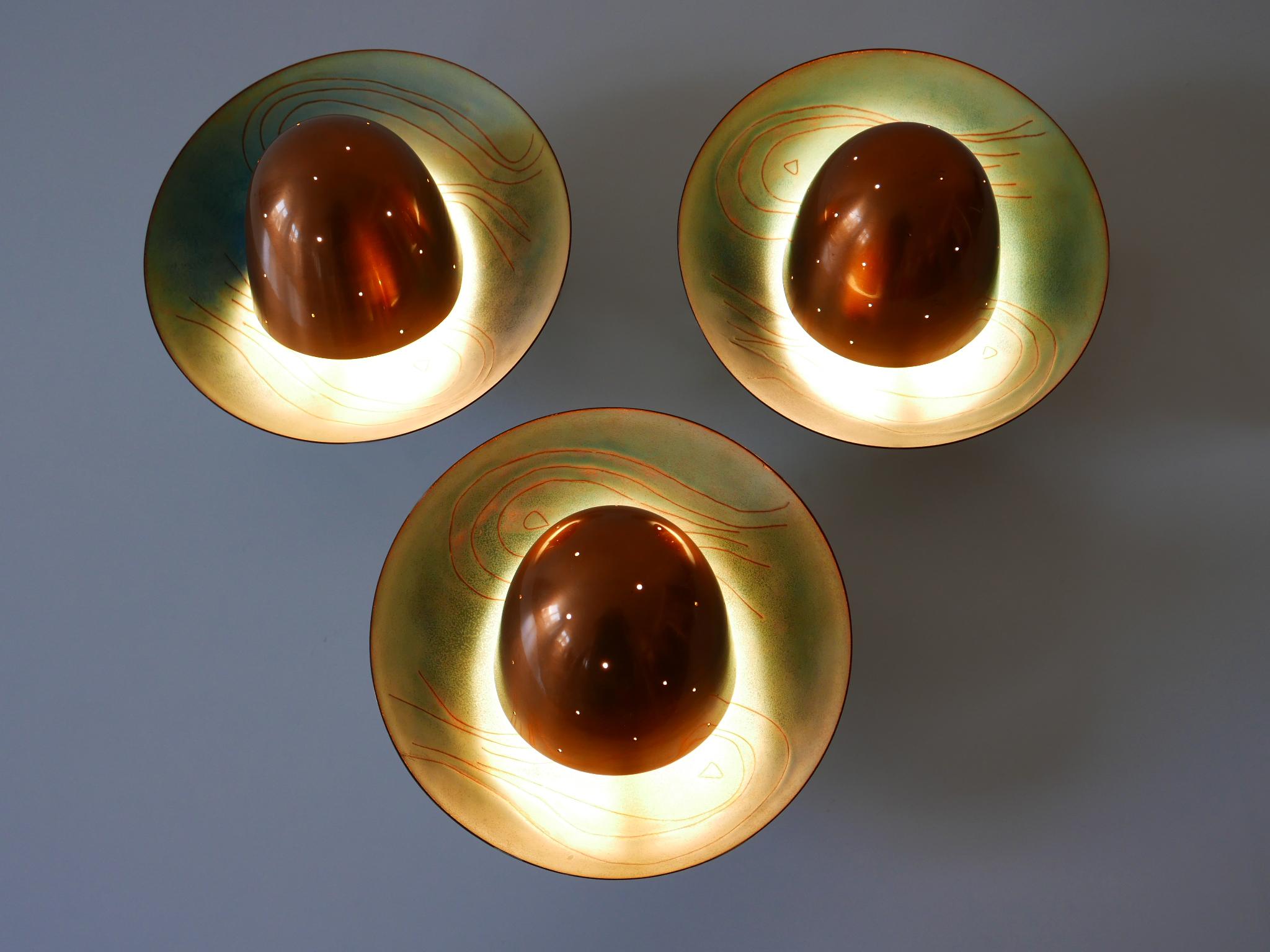 Set of Three Exceptional Mid-Century Modern Scandinavian Copper Sconces, 1960s For Sale 6