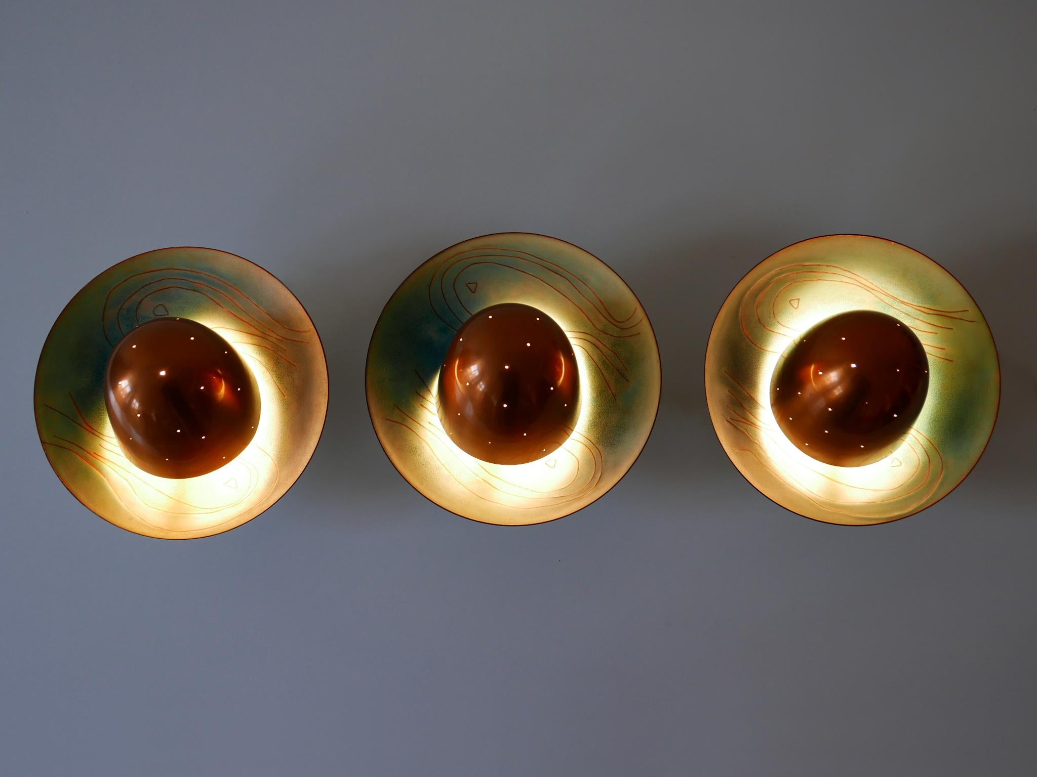 Set of Three Exceptional Mid-Century Modern Scandinavian Copper Sconces, 1960s For Sale 11