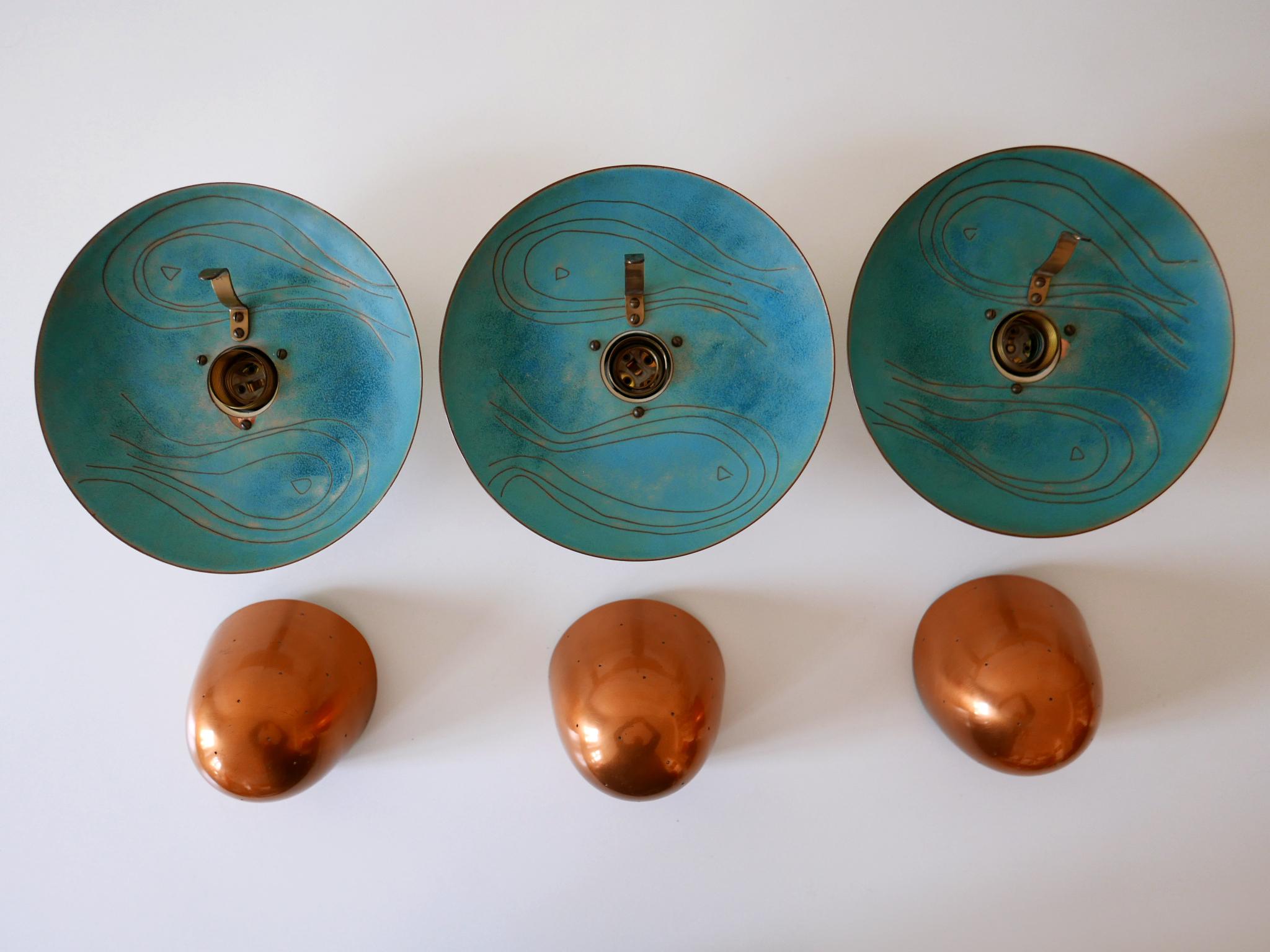 Set of Three Exceptional Mid-Century Modern Scandinavian Copper Sconces, 1960s For Sale 14
