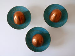 Set di tre eccezionali lampade scandinave in rame della metà del secolo scorso, anni '60