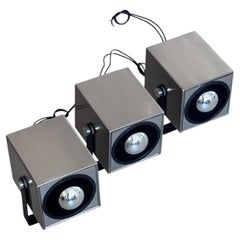 Set of Three Extraordinary Metal box-shaped Spotlights, 1970s