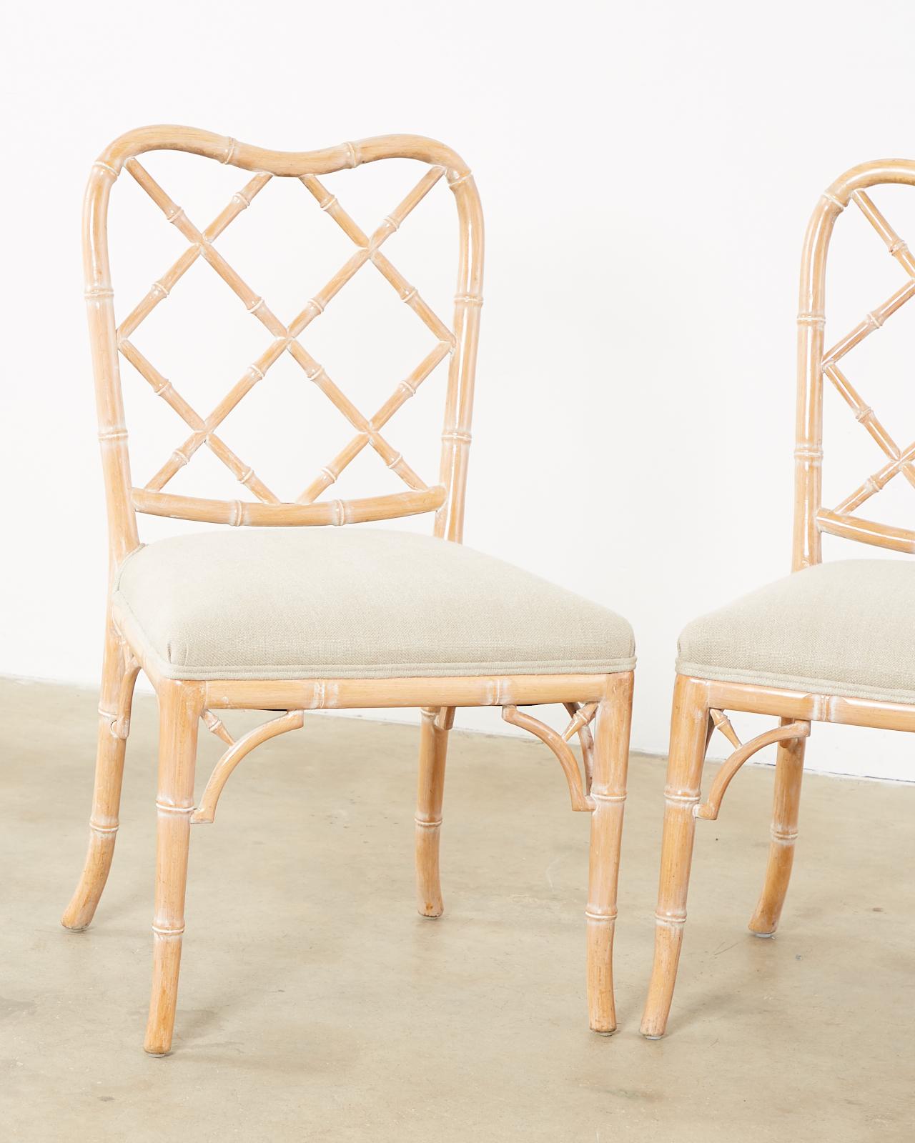 Set of Three Faux Bamboo Chinese Chippendale Dining Chairs 4