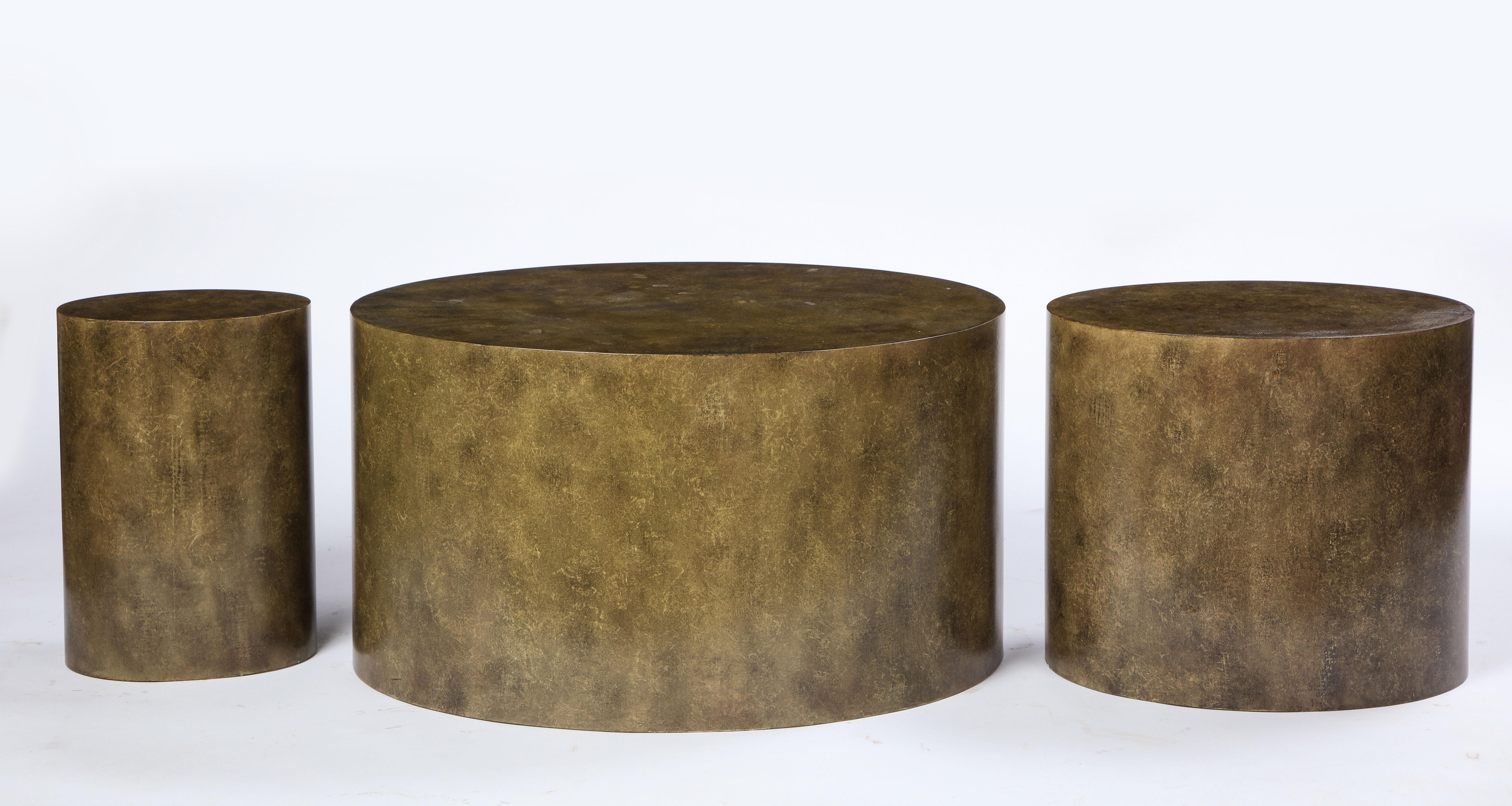 Set of Three Faux-Bronzed Graduated Low Tables, by Juan Montoya, Modern In Good Condition In New York, NY