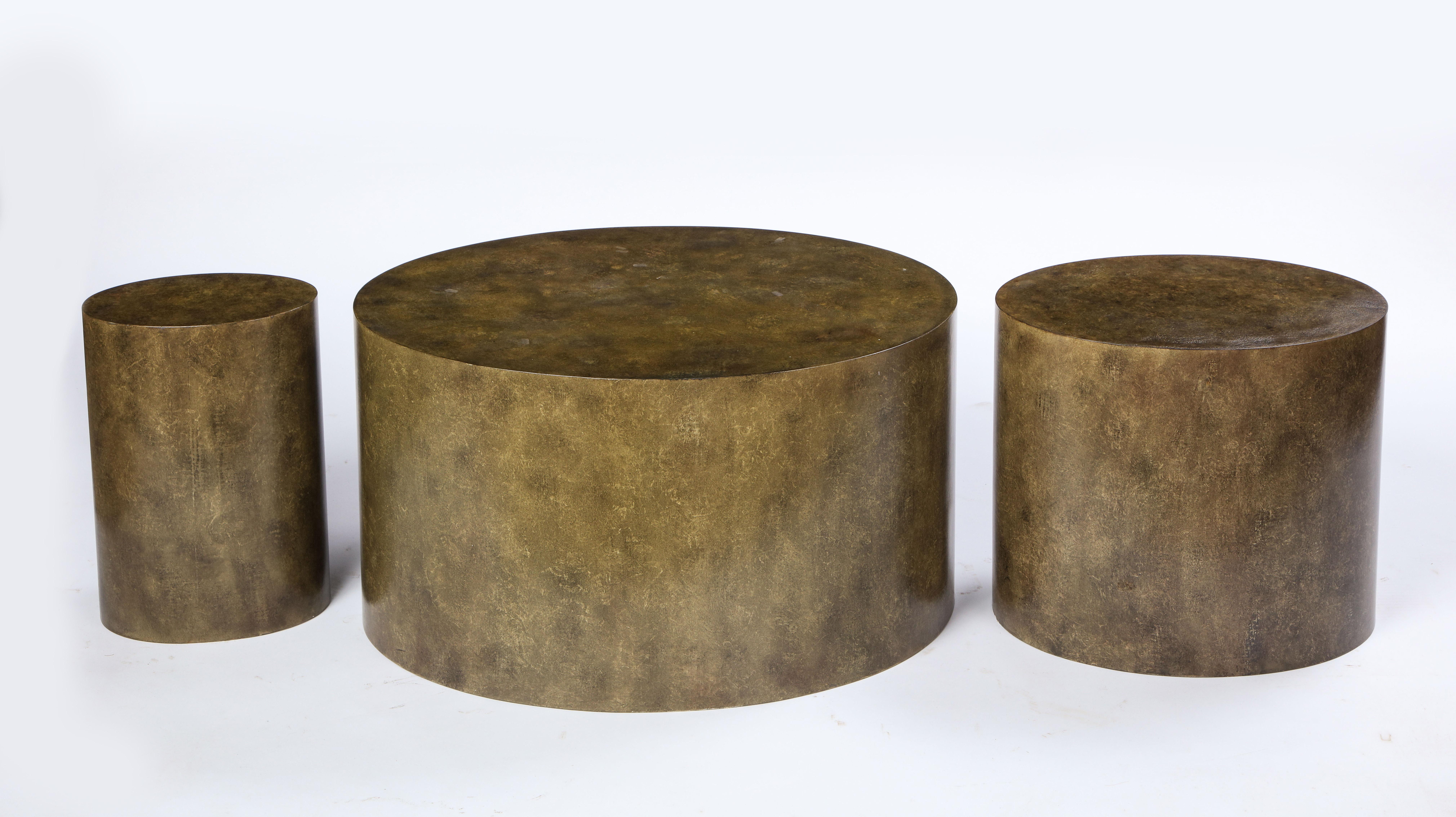 20th Century Set of Three Faux-Bronzed Graduated Low Tables, by Juan Montoya, Modern