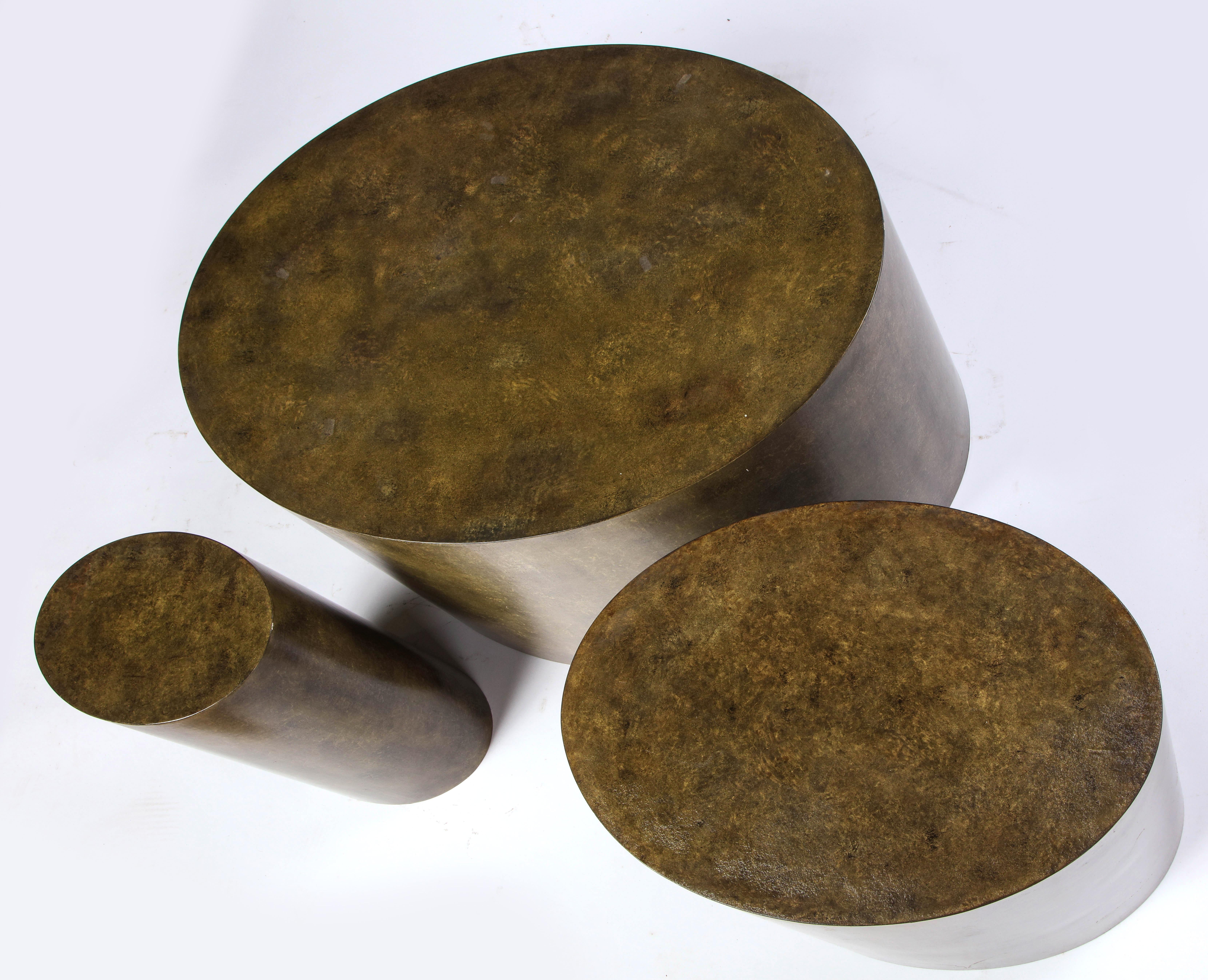 Set of Three Faux-Bronzed Graduated Low Tables, by Juan Montoya, Modern 2