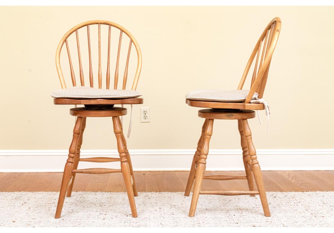 Country Set Of Three Finely Crafted Counter Stools By Tom Seely Furniture For Sale