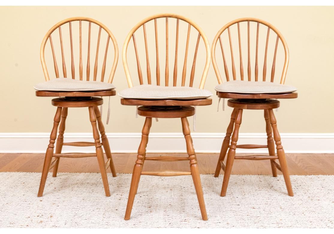 Set Of Three Finely Crafted Counter Stools By Tom Seely Furniture For Sale 2