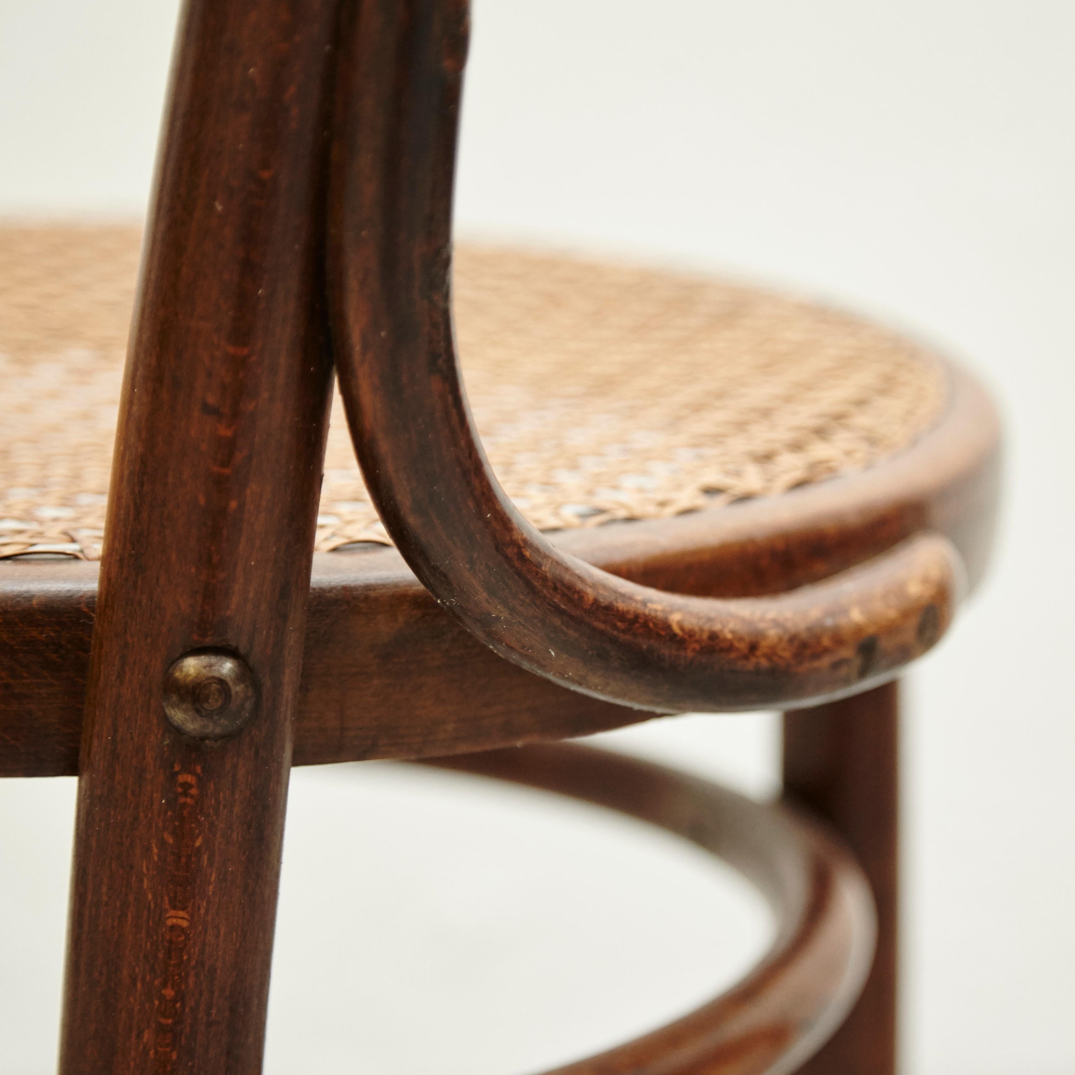 Set of Three Fischel Chairs in Bentwood and Rattan, circa 1940 5