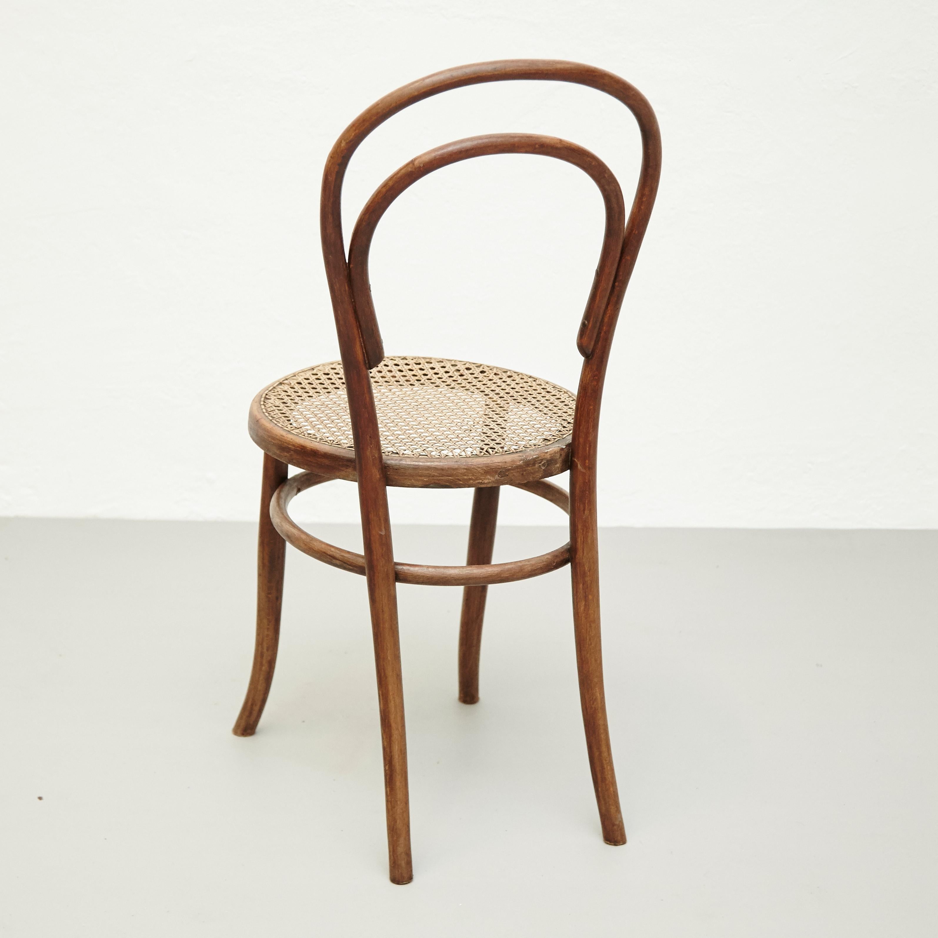 Set of Three Fischel Chairs in Bentwood and Rattan, circa 1940 11