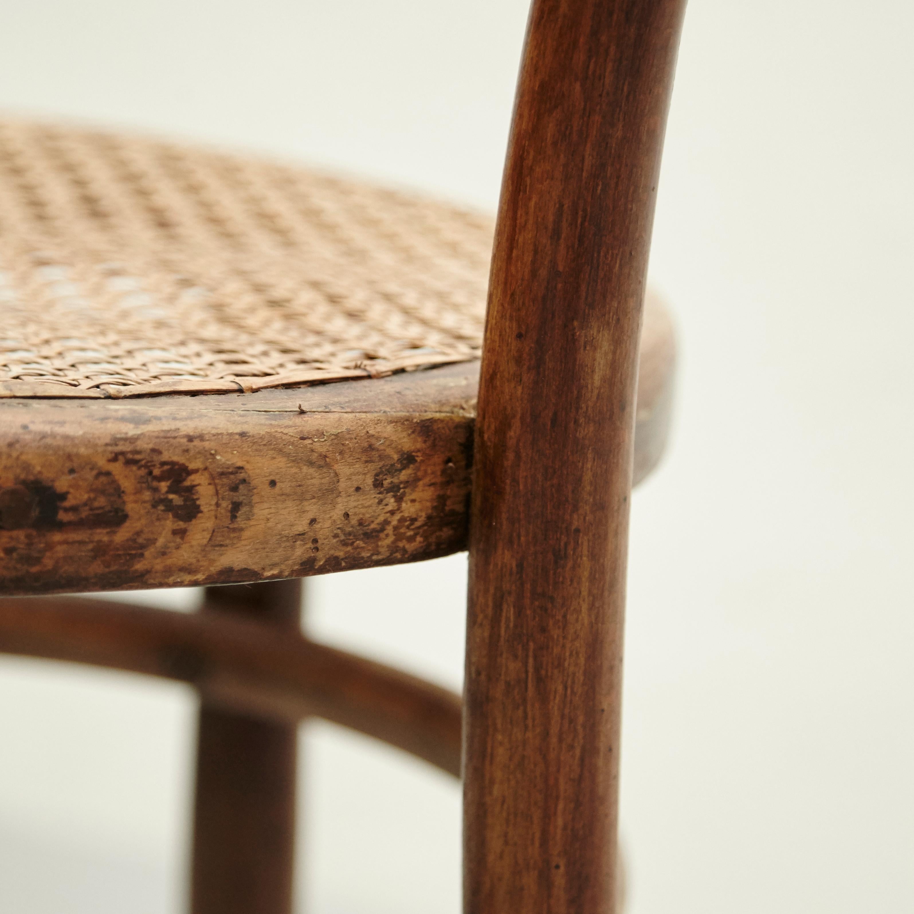 Set of Three Fischel Chairs in Bentwood and Rattan, circa 1940 12