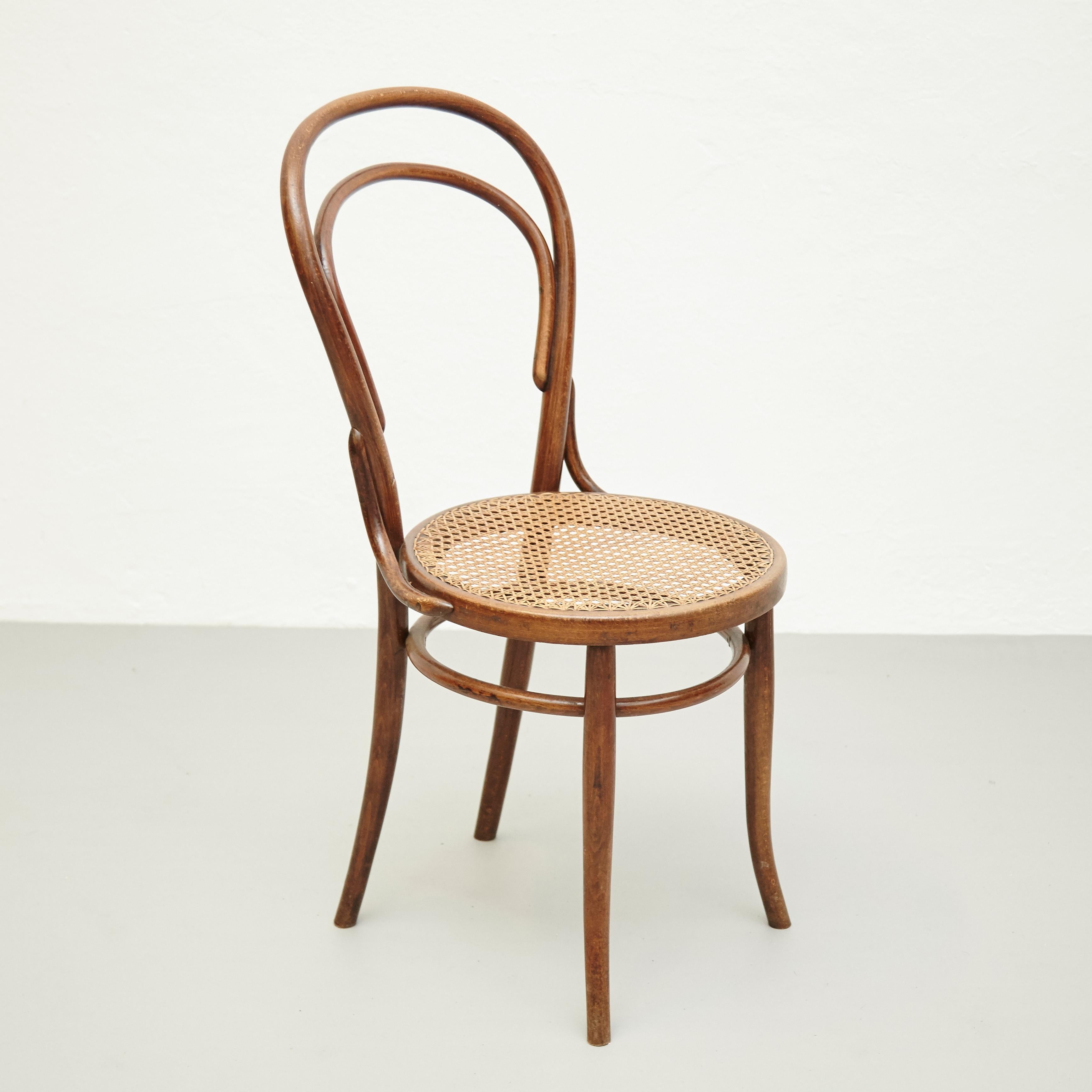 Set of Three Fischel Chairs in Bentwood and Rattan, circa 1940 In Good Condition In Barcelona, Barcelona