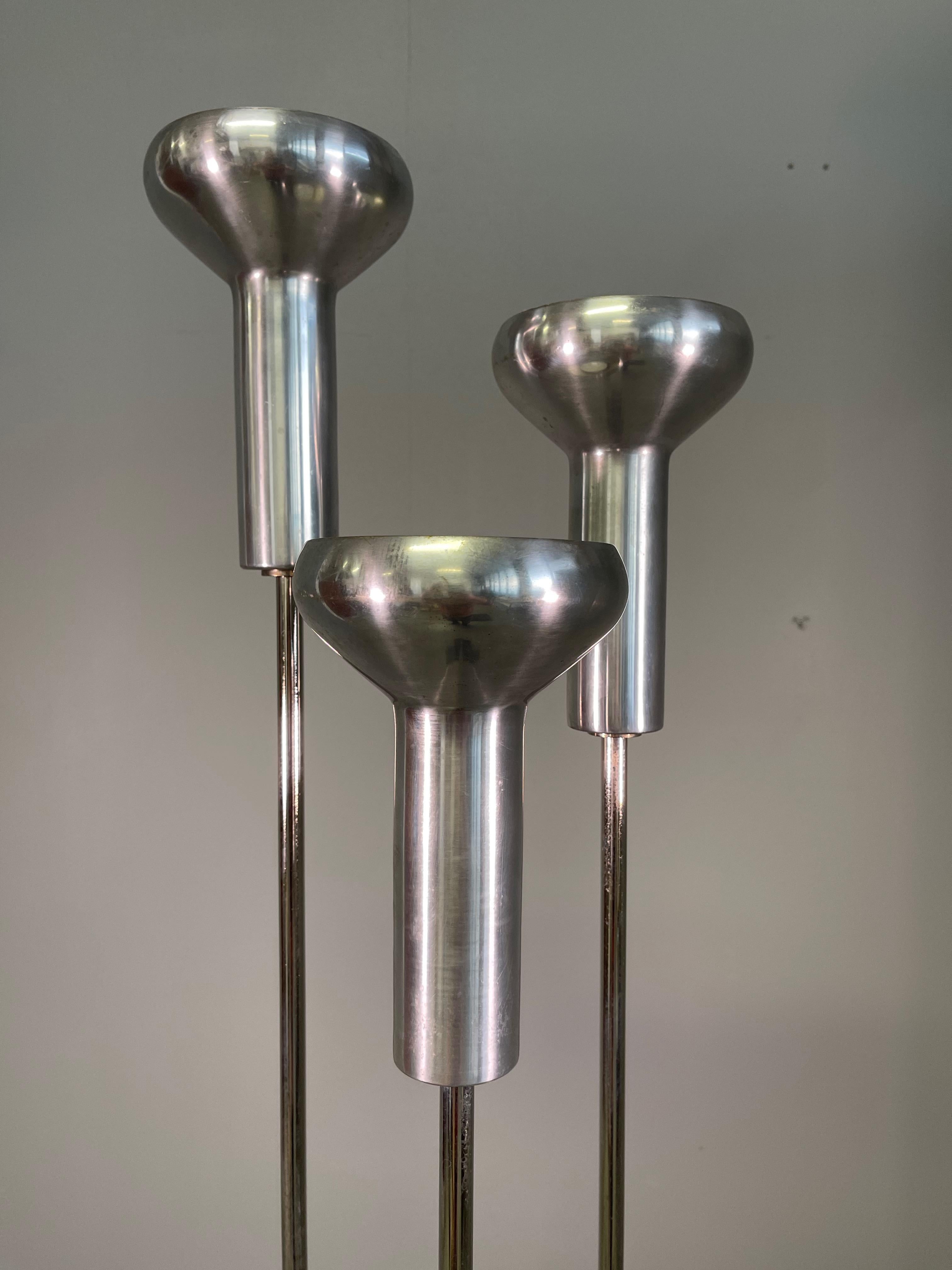 Aluminum Set of Three Floor Lamps 1073 by Gino Sarfatti by Arteluce