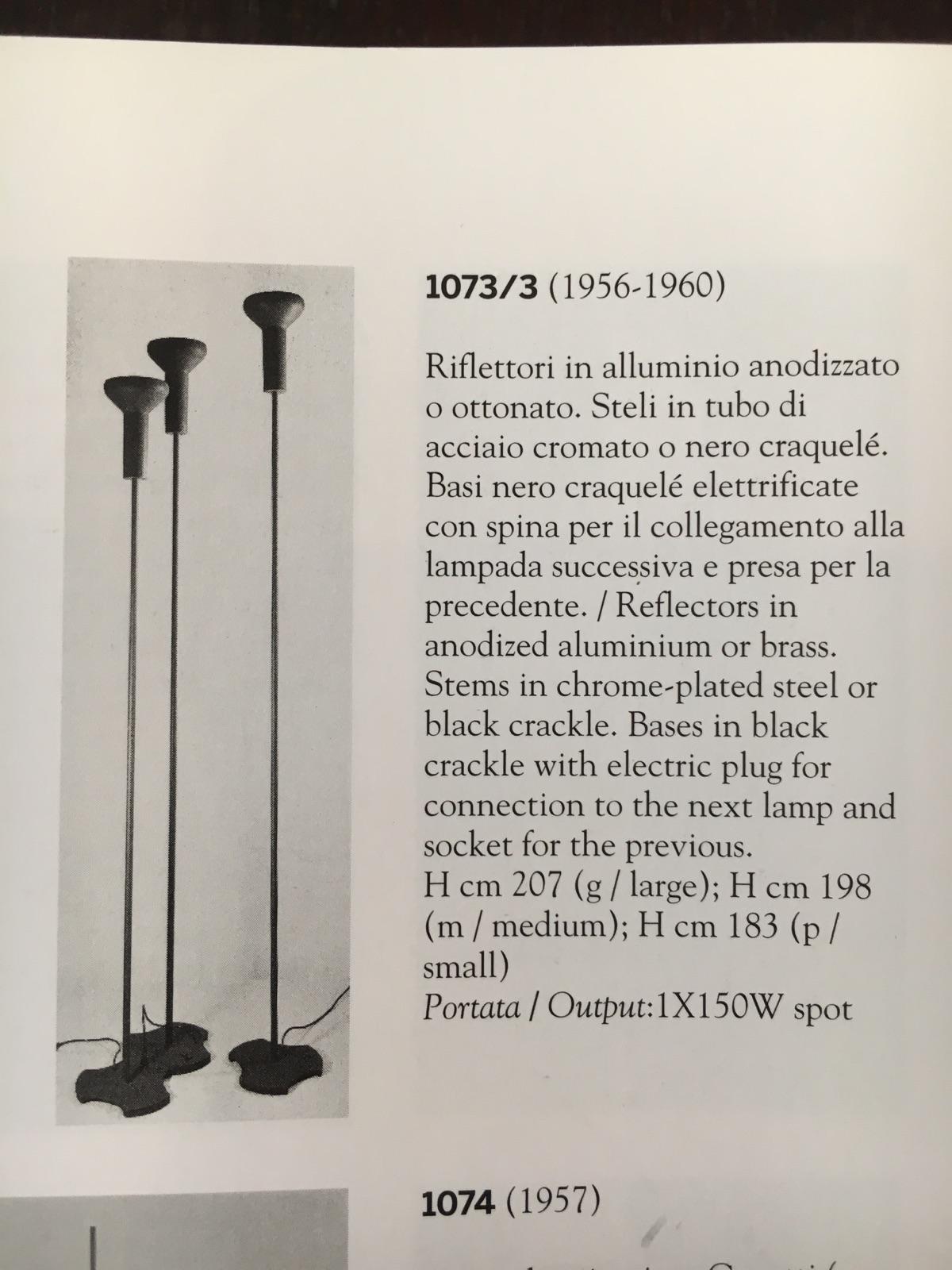 Set of Three Floor Lamps 1073 by Gino Sarfatti In Good Condition In Saint-Ouen, FR