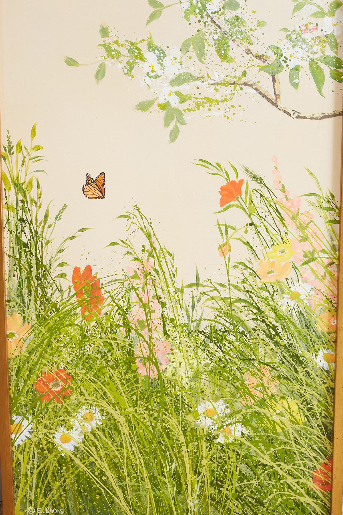Set of Three Flora and Fauna Chinoiserie Triptych Panels 2