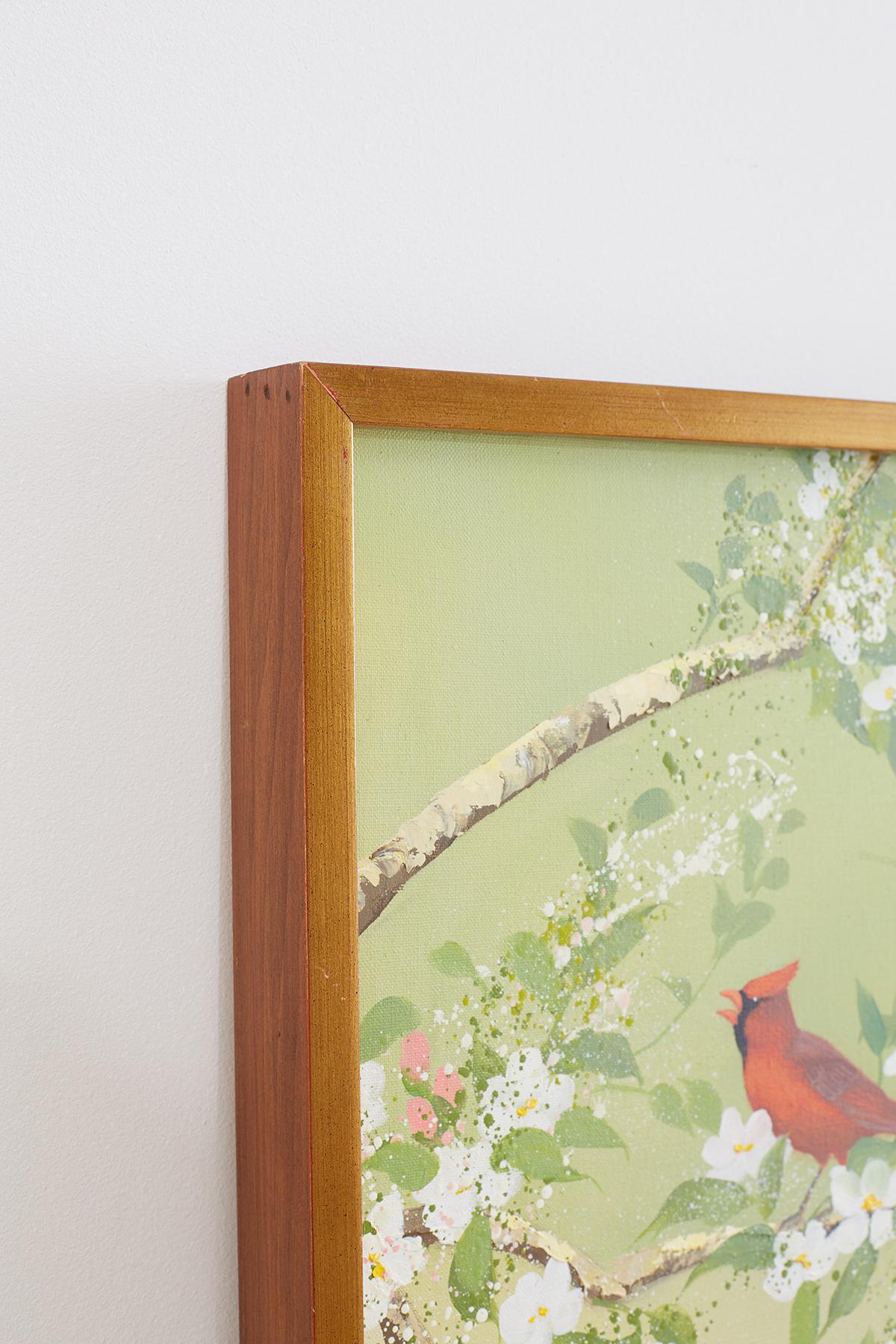 Set of Three Flora and Fauna Chinoiserie Triptych Panels 7
