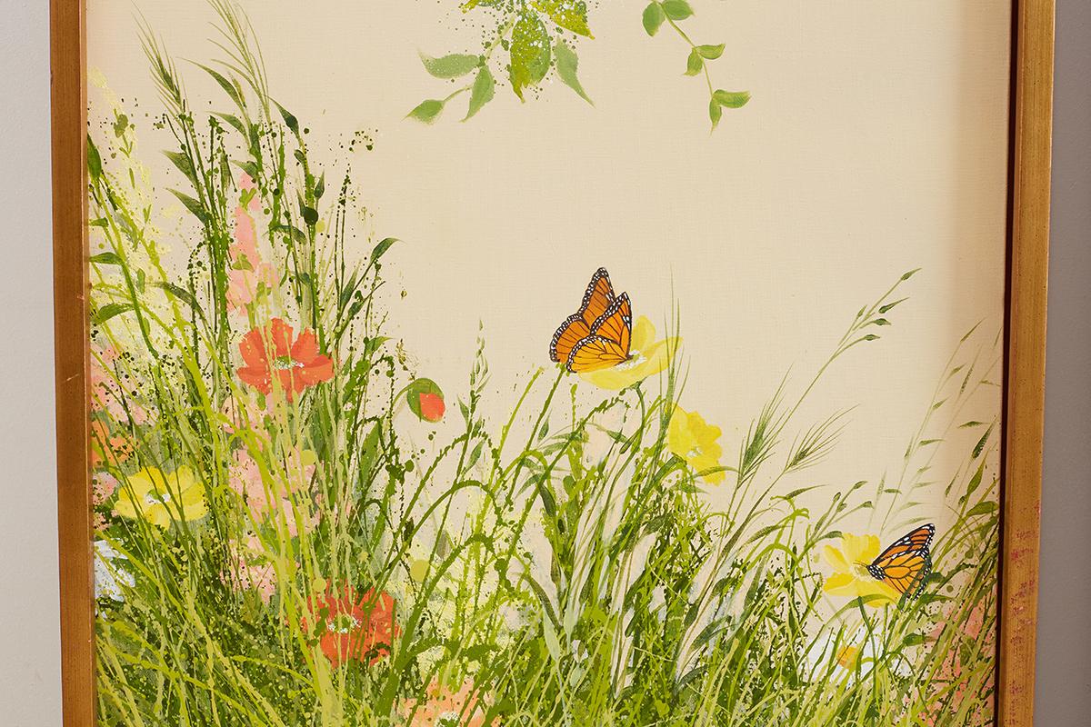 Set of Three Flora and Fauna Chinoiserie Triptych Panels 9