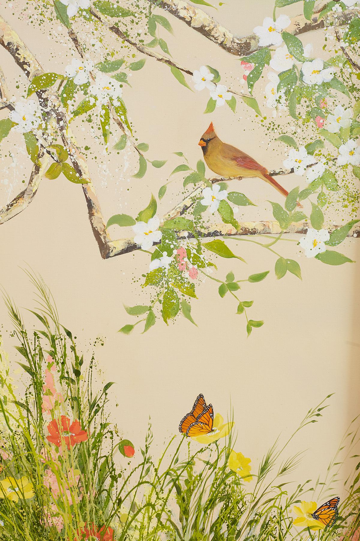 Set of Three Flora and Fauna Chinoiserie Triptych Panels In Good Condition In Rio Vista, CA
