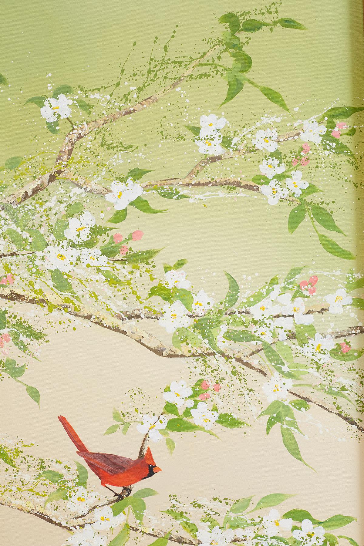 Canvas Set of Three Flora and Fauna Chinoiserie Triptych Panels
