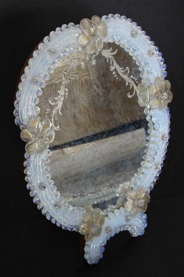 Set of Three Floral Glass Murano Table Mirrors at 1stDibs