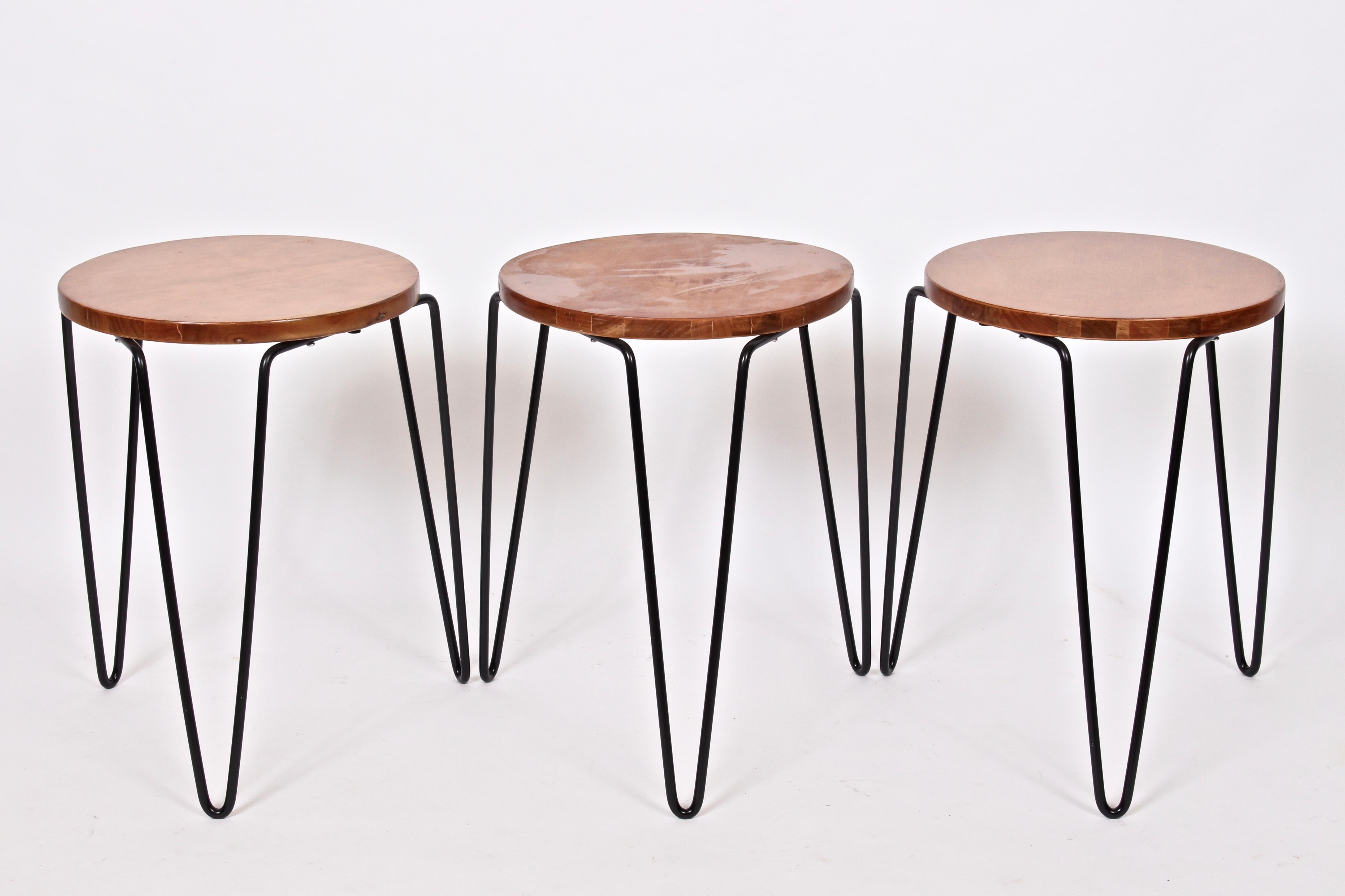 Set of Three Florence Knoll Model 75 Stacking Stools, 1940's 1