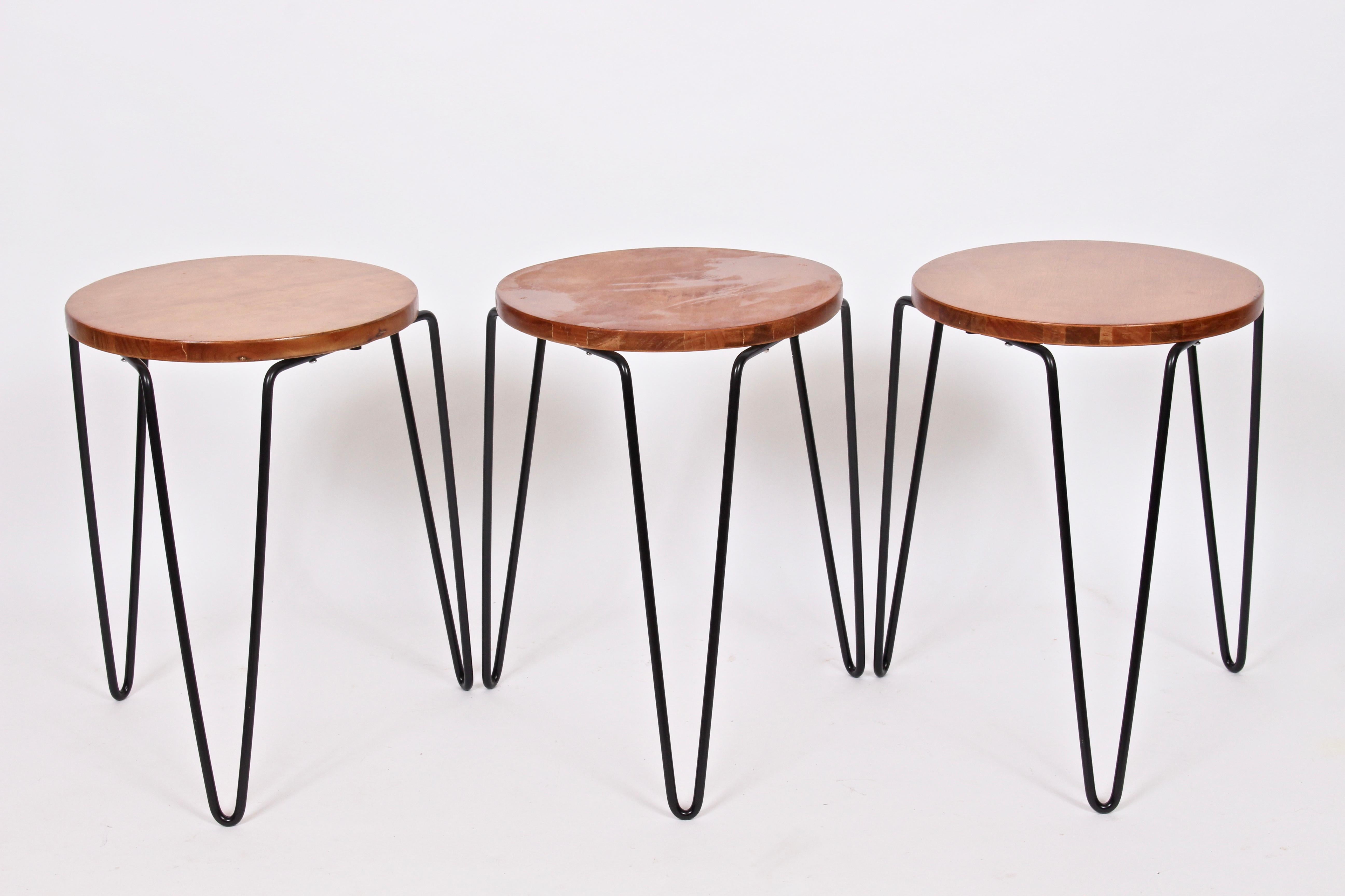 Set of Three Florence Knoll Model 75 Stacking Stools, 1940's 5
