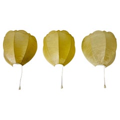 Set of three Flower Shape Cocoon Wall Lamps by Friedel Wauer, 1960s, Germany