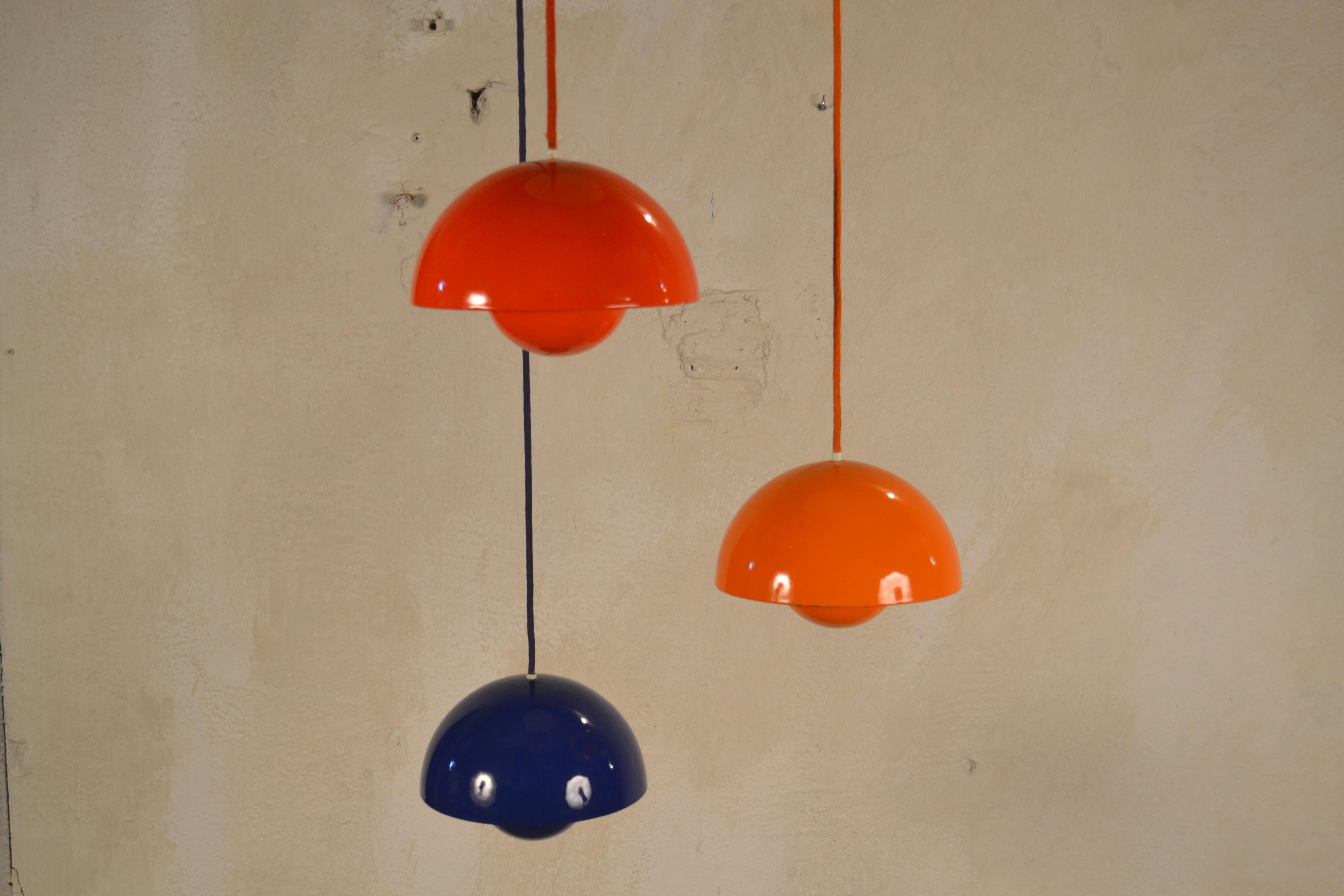 Set of Three Flowerpot Lamps Designed by V. Panton, 1960s 4