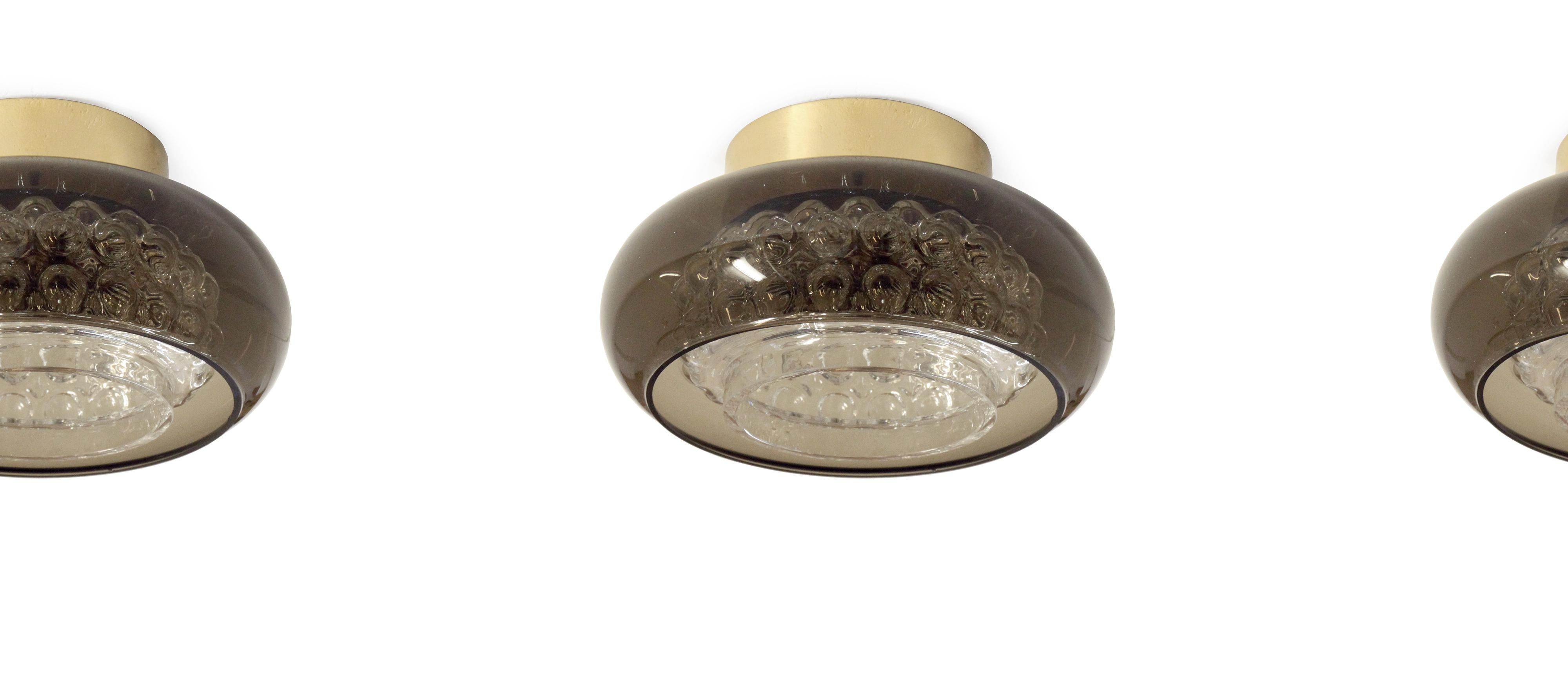 Mid-Century Modern Set of Three Flush Mounts Ceiling Light by Carl Fagerlund, 1970s