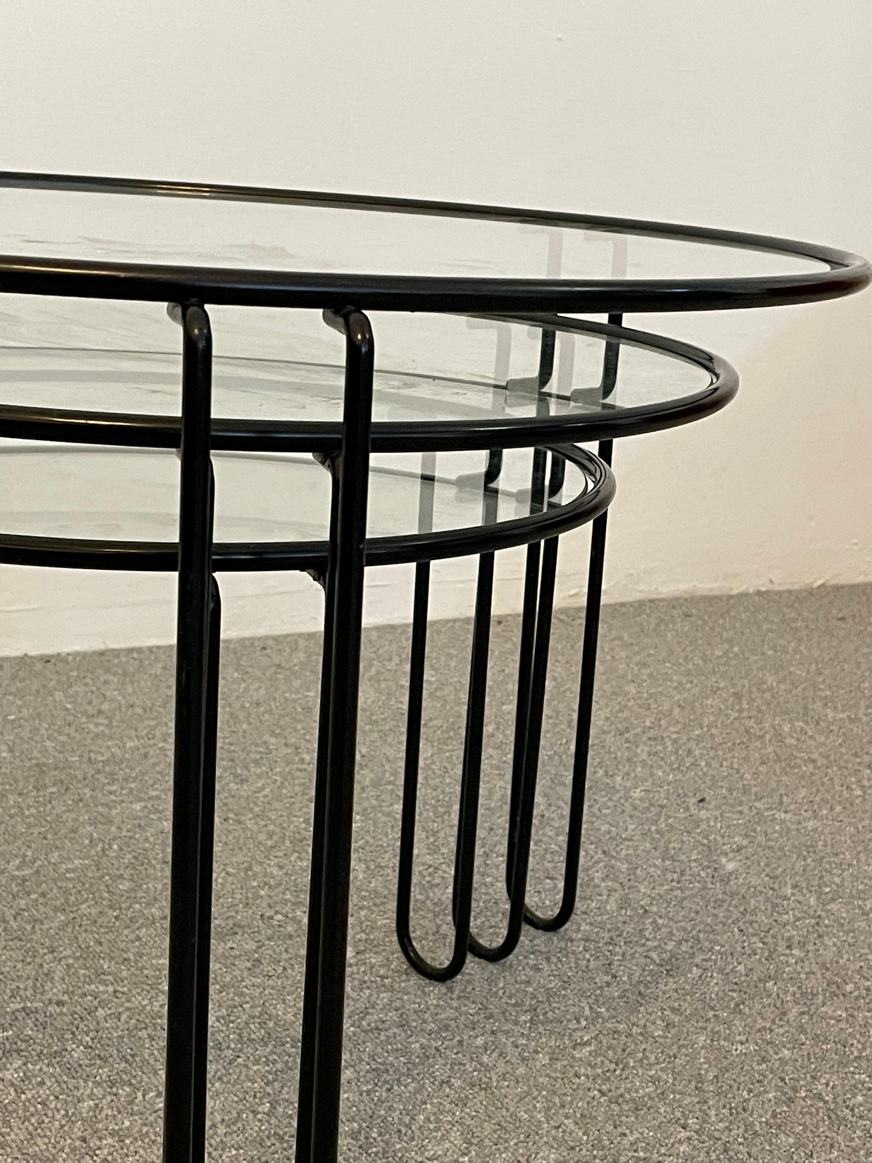 Set of Three Fly Line Round Wire Nesting Tables, Italy, 1970s 3