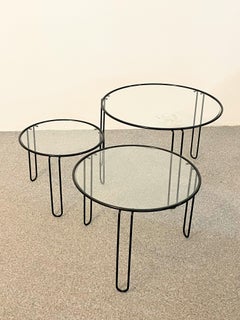 Set of Three Fly Line Round Wire Nesting Tables, Italy, 1970s
