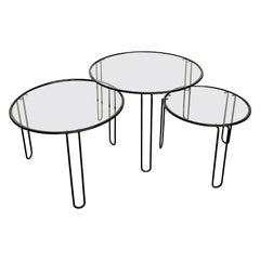 Set of Three Fly Line Round Wire Nesting Tables, Italy, 1970s