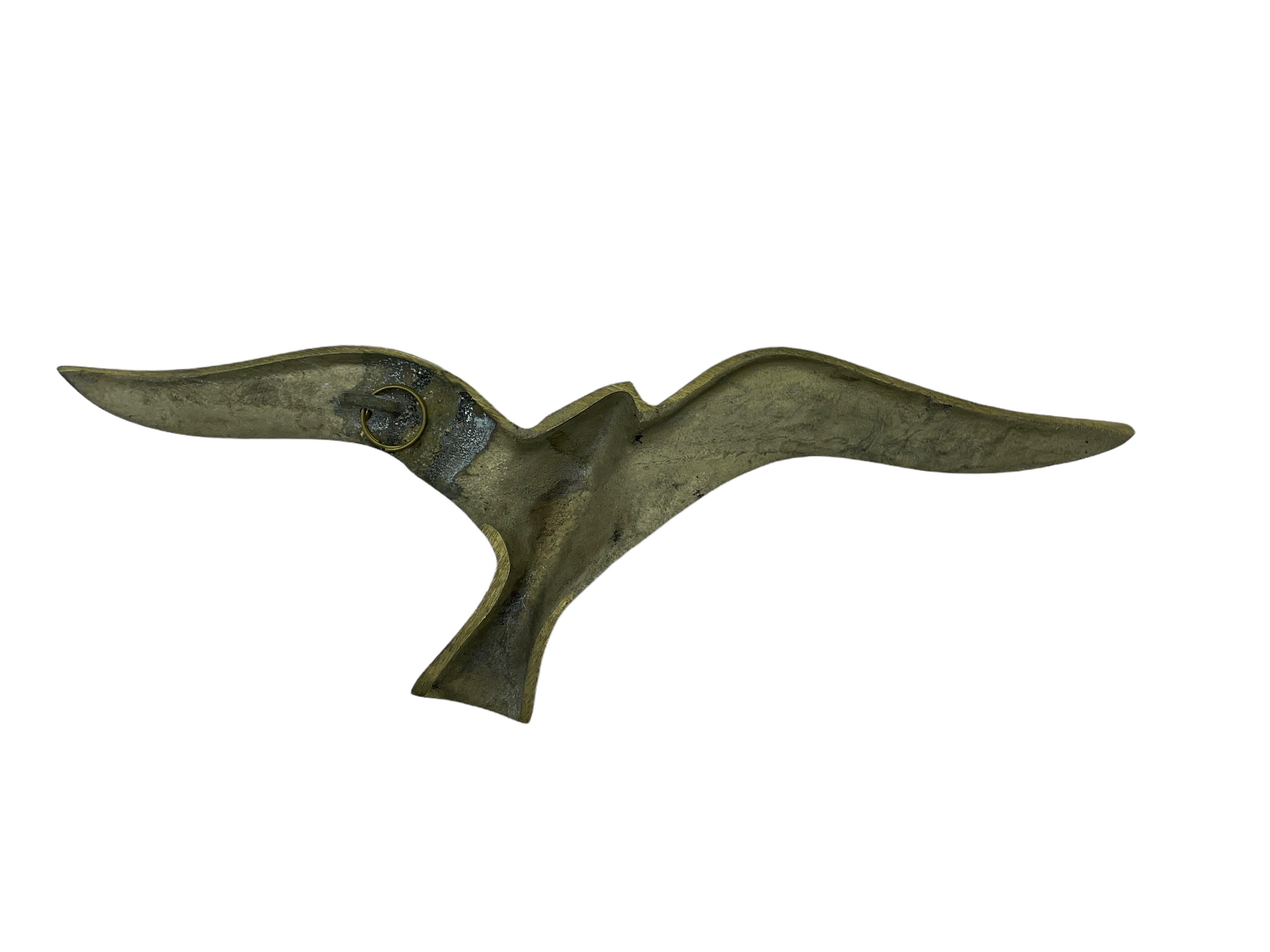 Mid-20th Century Set of Three Flying Swallows Birds Brass Metal Wall Decoration Vintage, 1960s