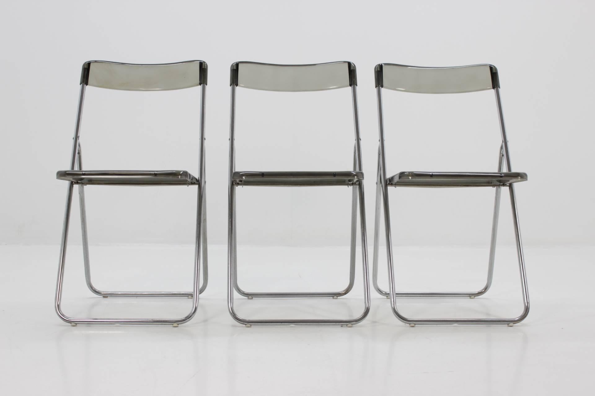 Mid-Century Modern Set of Three Folding Midcentury Chairs from Sweden, 1970s For Sale