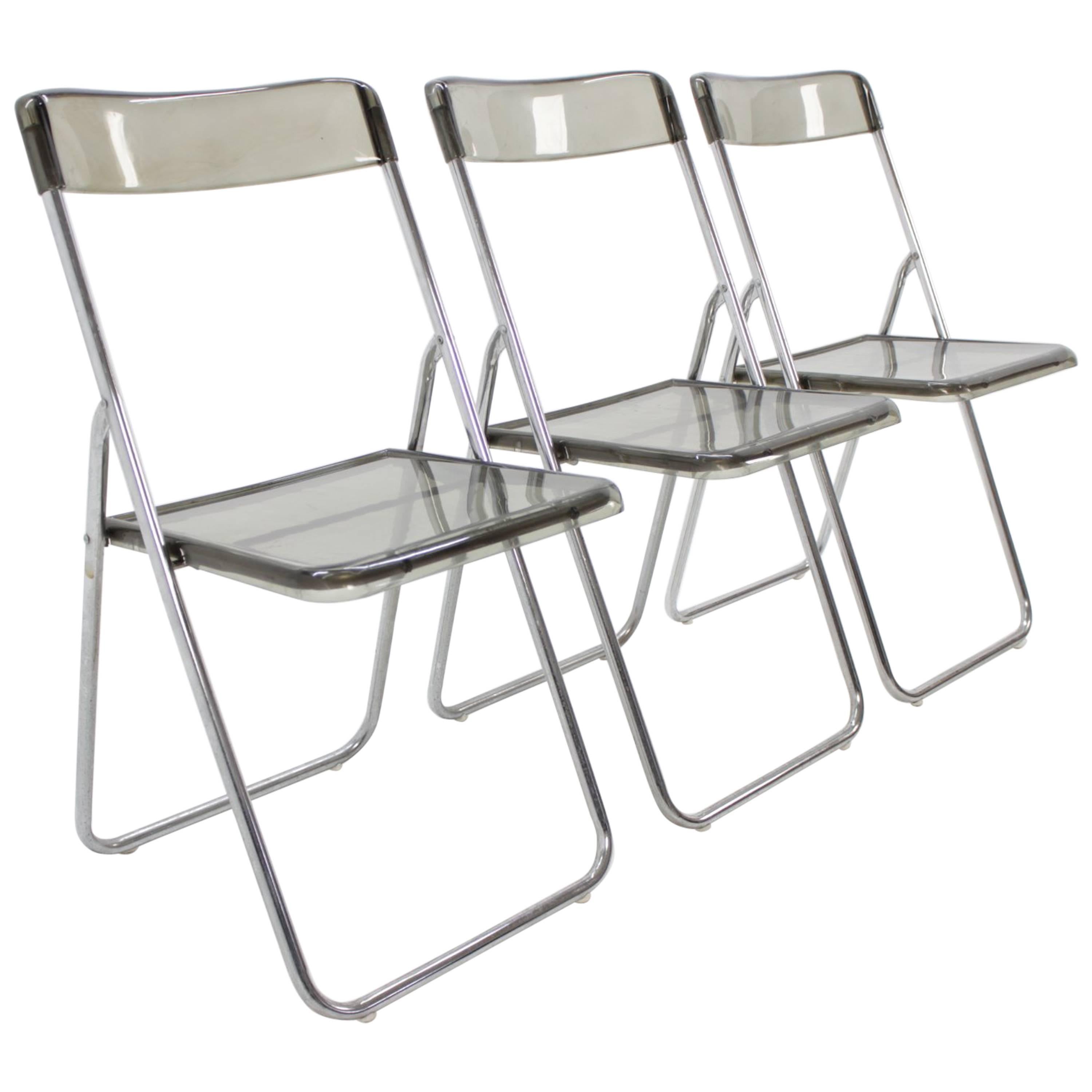 Set of Three Folding Midcentury Chairs from Sweden, 1970s For Sale