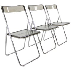 Retro Set of Three Folding Midcentury Chairs from Sweden, 1970s