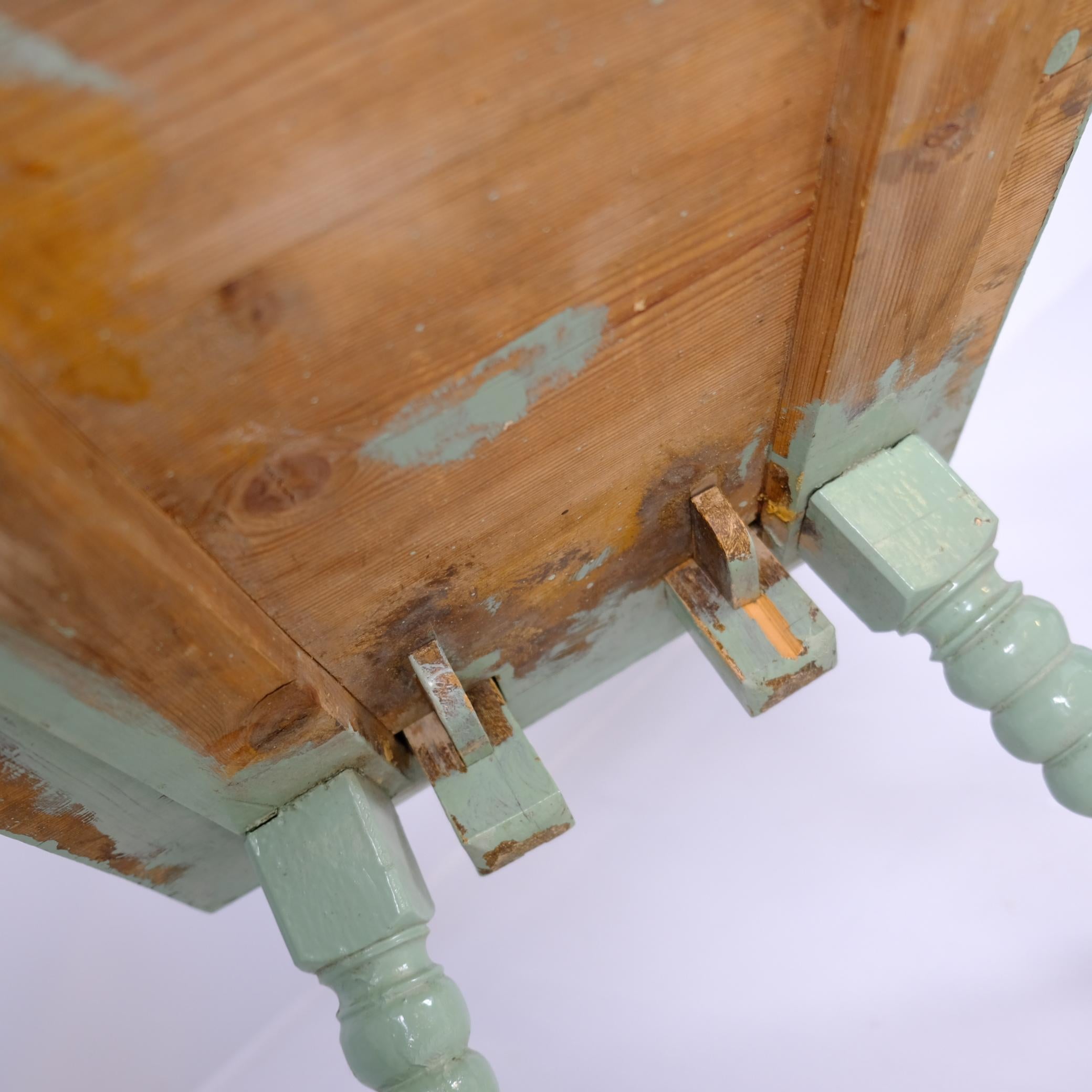 Set of Three Folk / Tyrolean-Style Chairs in Mint Green, Finland c. Early 1900s For Sale 3