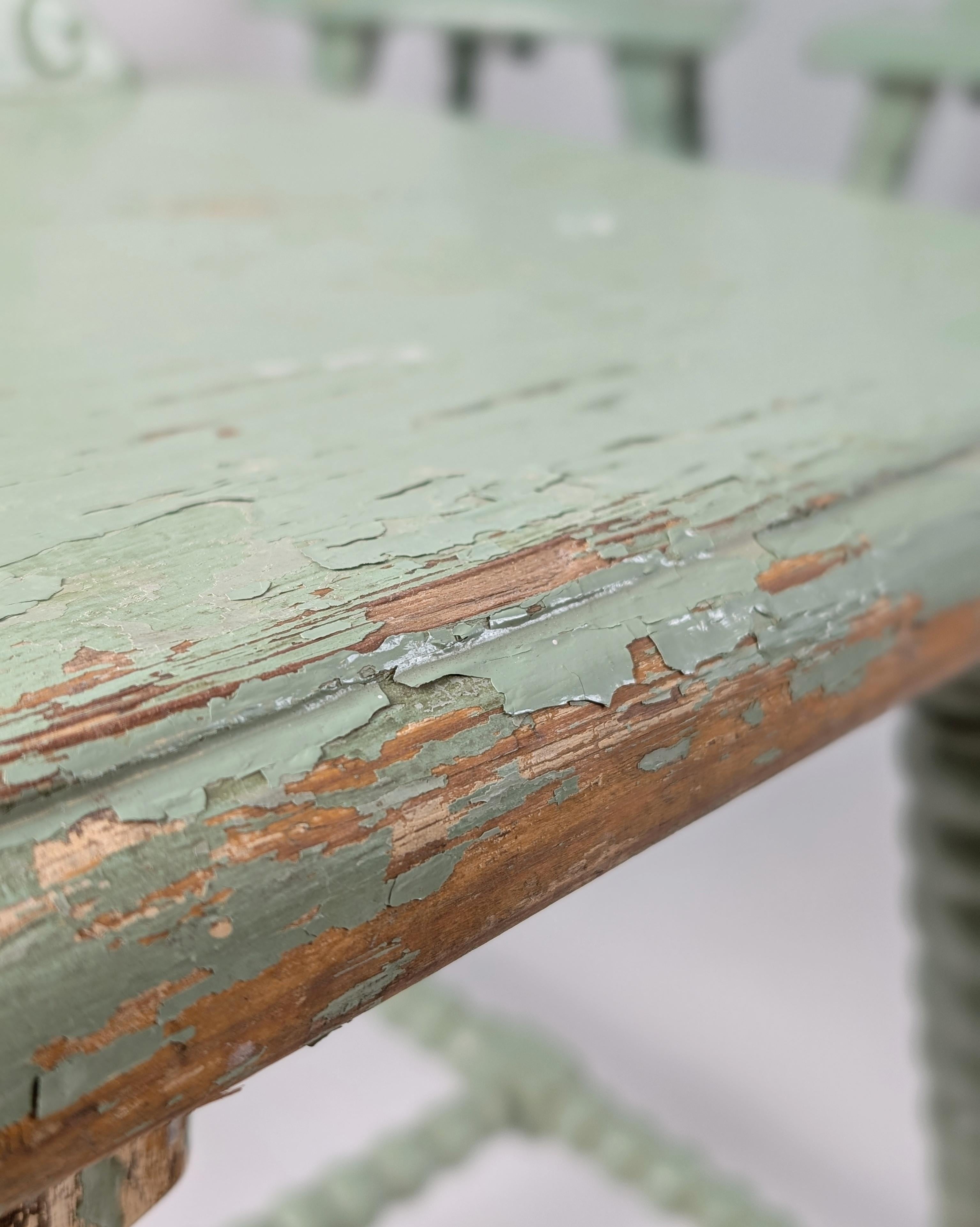 Set of Three Folk / Tyrolean-Style Chairs in Mint Green, Finland c. Early 1900s For Sale 8