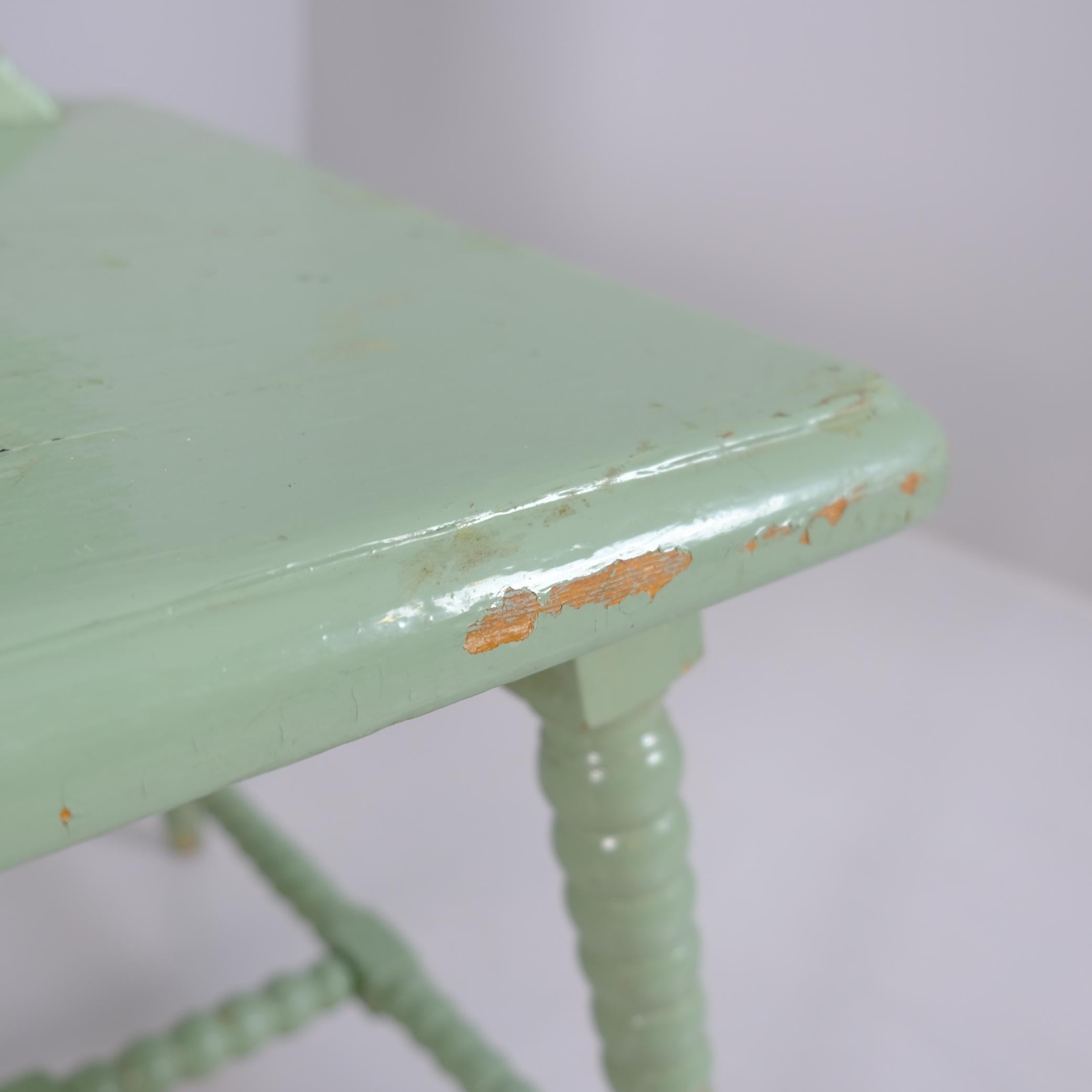 Early 20th Century Set of Three Folk / Tyrolean-Style Chairs in Mint Green, Finland c. Early 1900s For Sale