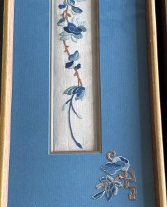 Set of Three-Framed Antique Chinese Textiles Qing Dynasty Provenance