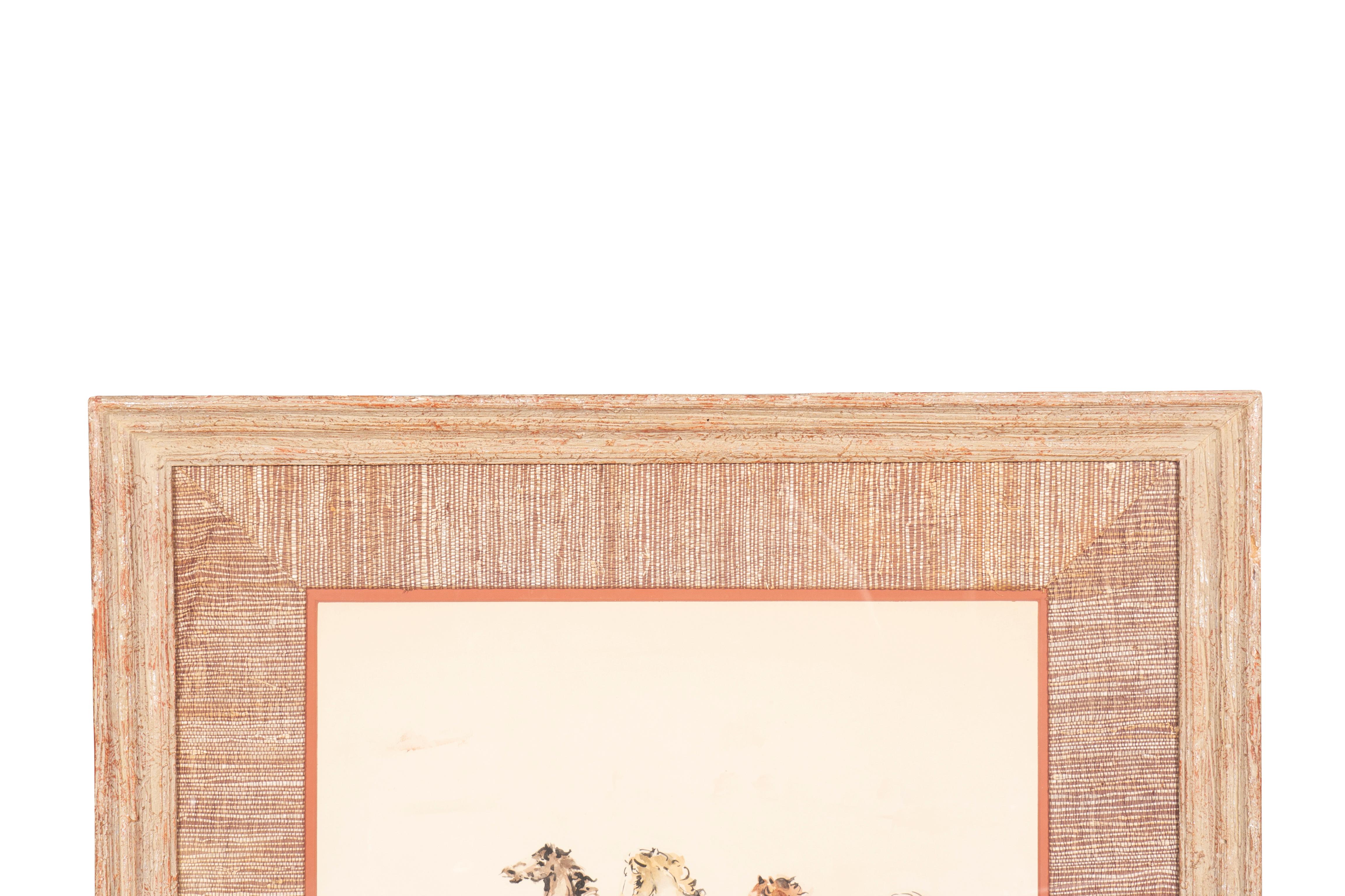 Set Of Three Framed Equestrian Watercolors By Denes De Holesch For Sale 9