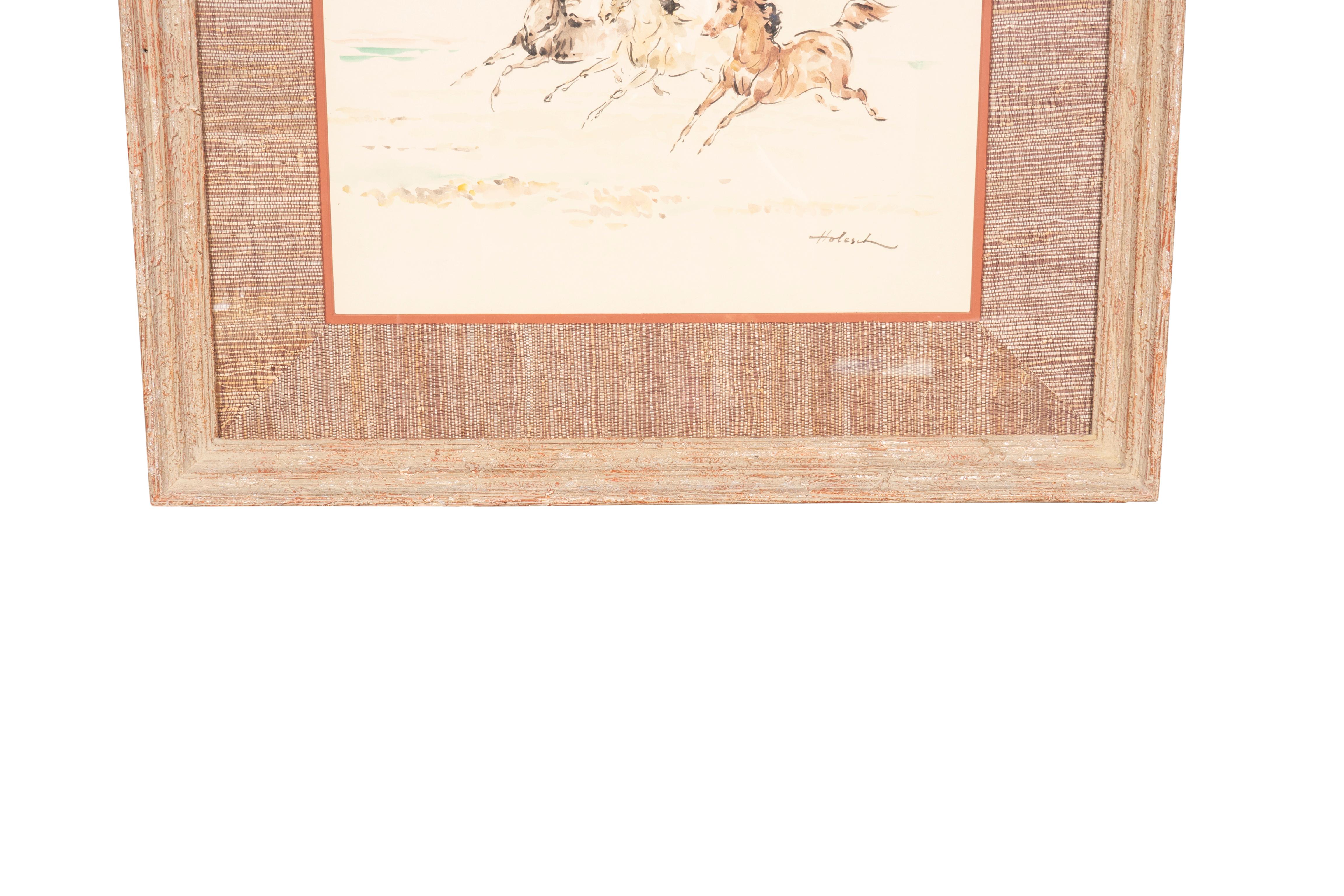 Set Of Three Framed Equestrian Watercolors By Denes De Holesch For Sale 10