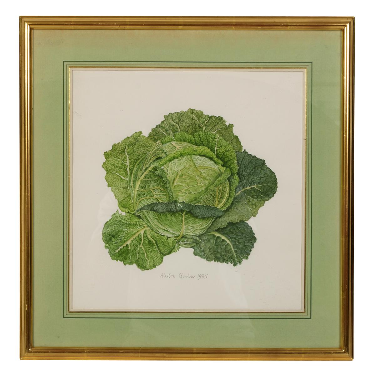 20th Century Set of Three Framed Fruit & Vegetable Watercolors by Alastair Gordon For Sale
