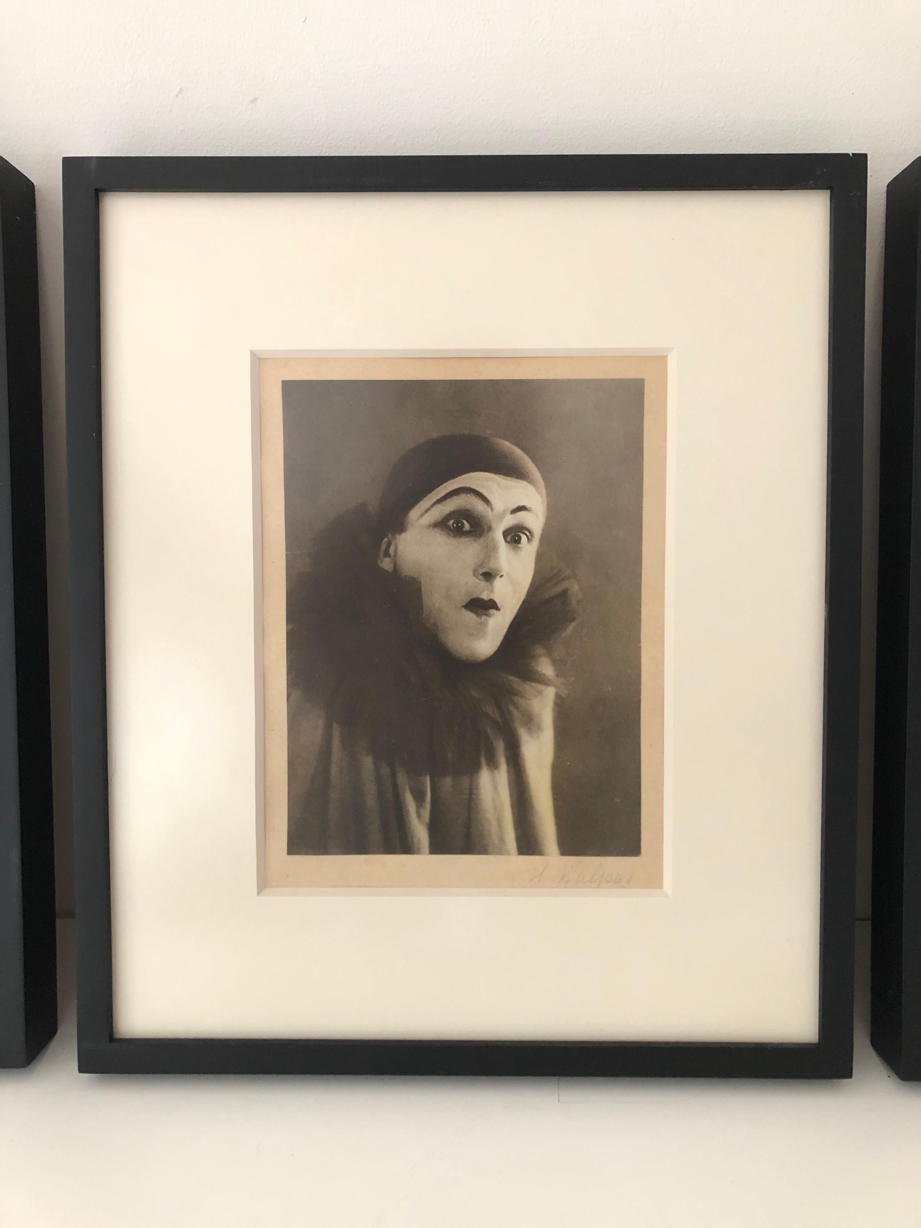 Unknown Set of Three Framed Vintage Portraits of a Mime For Sale