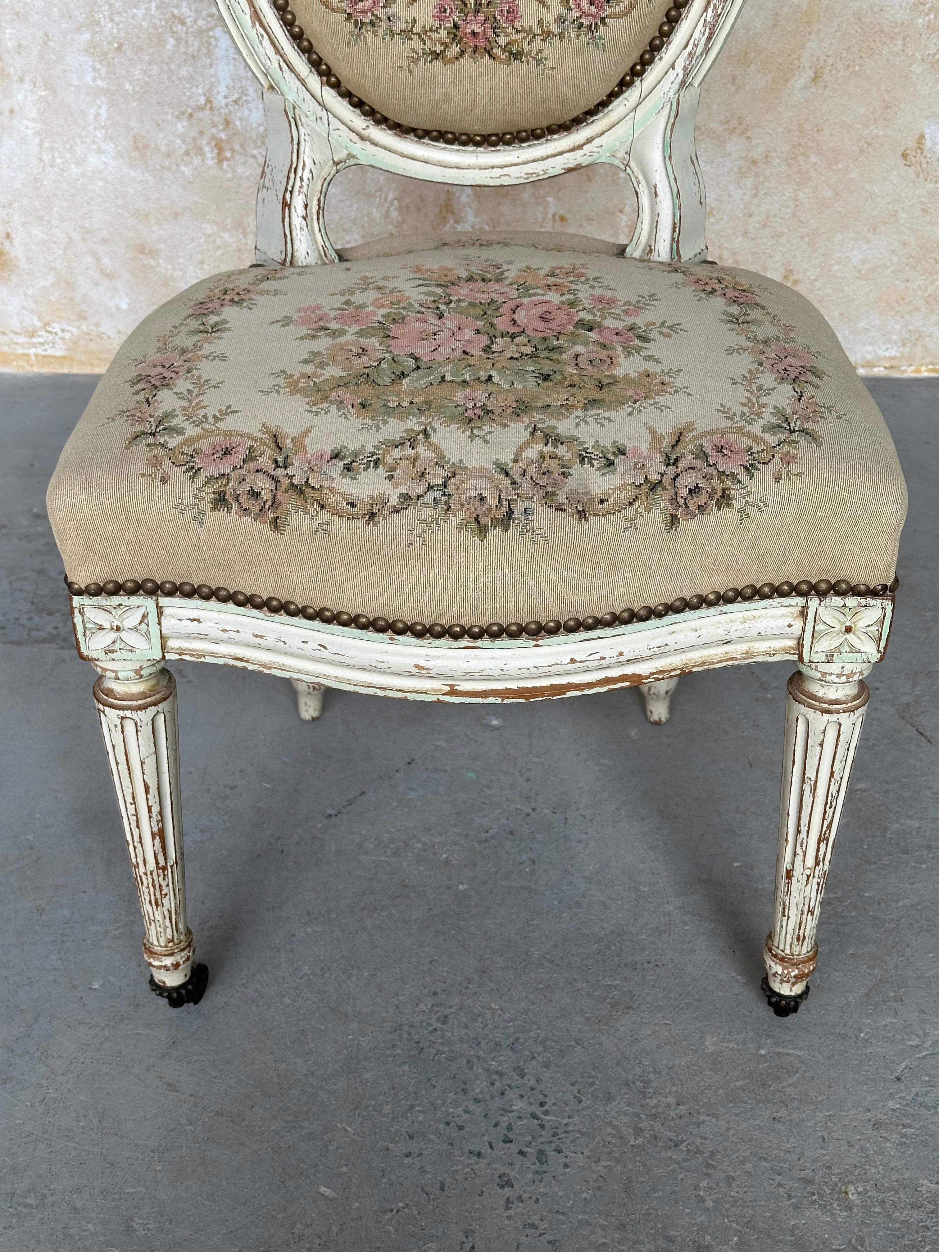 Set of Three French 19th Century Louis XVI Style Side Chairs For Sale 12