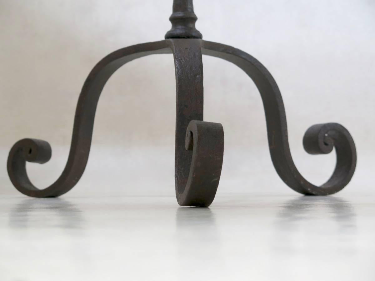Set of Three French 19th Century Wrought Iron Candelabras For Sale 2