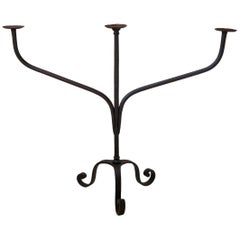Set of Three French 19th Century Wrought Iron Candelabras